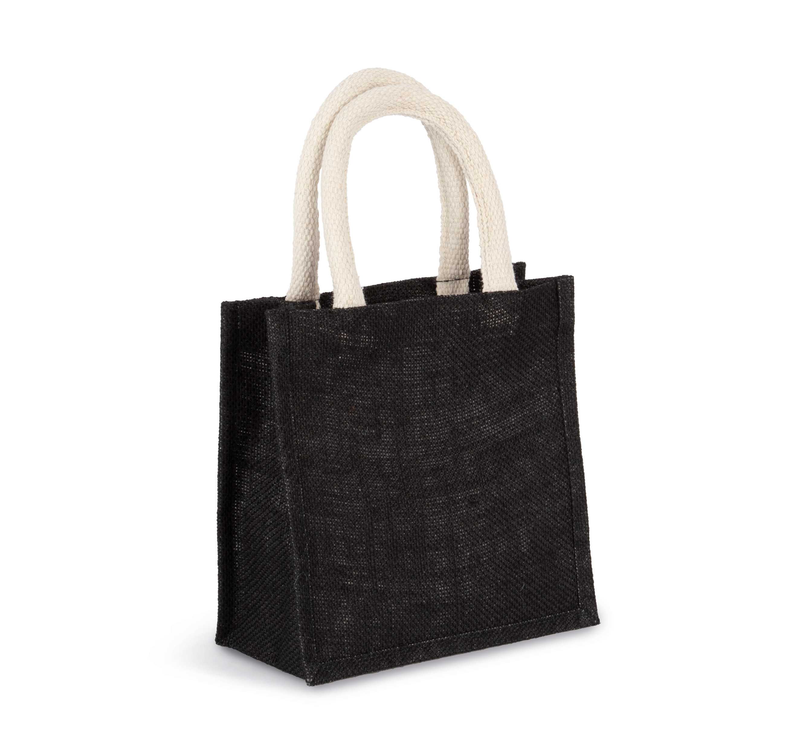 Bolsa estilo cesta de tela de yute, modelo pequeño Black