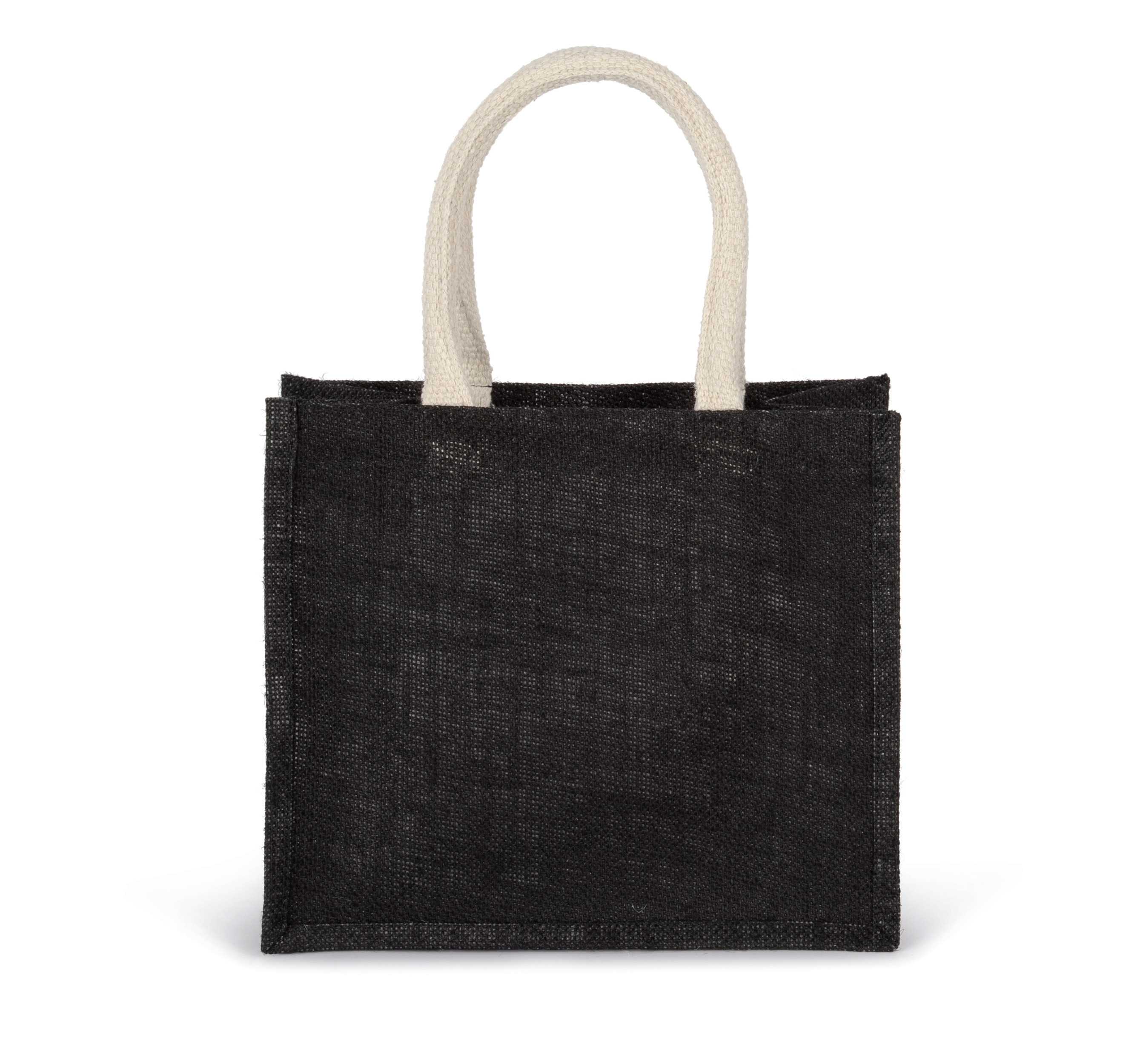 Bolsa estilo cesta de tela de yute, modelo mediano Black