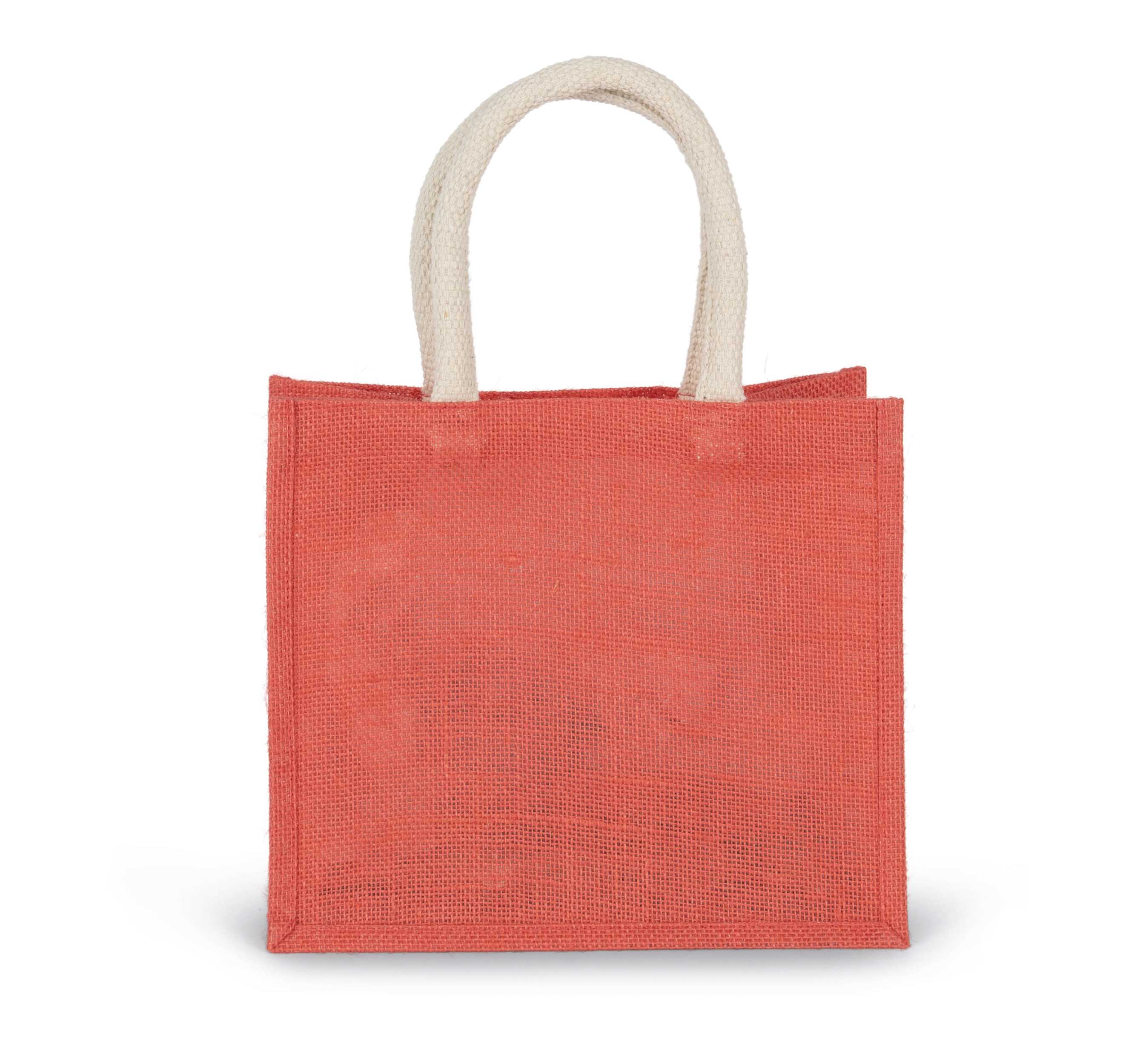 Bolsa estilo cesta de tela de yute, modelo mediano True Coral