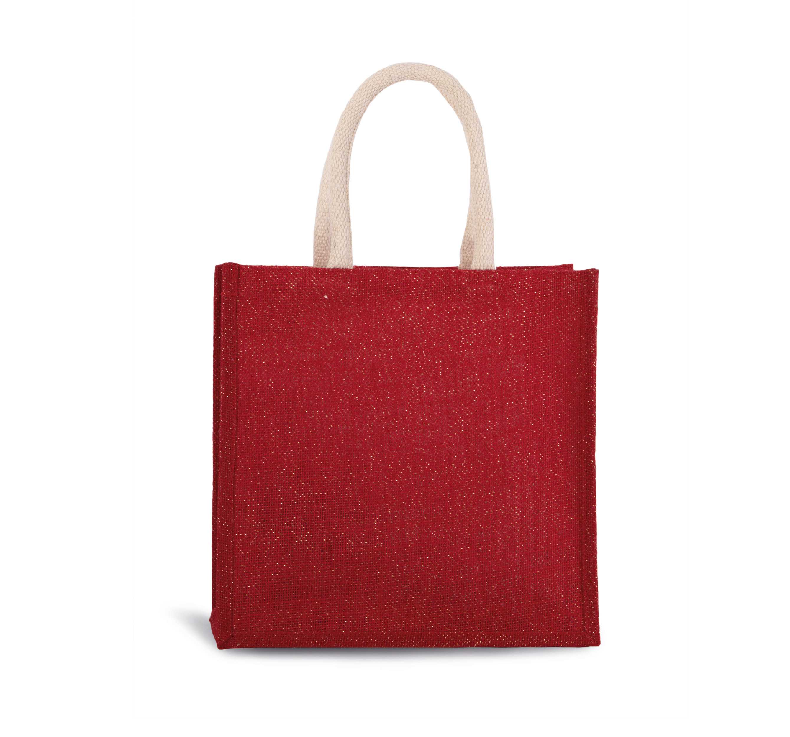 Bolsa estilo cesta de tela de yute, modelo grande Cherry Red / Gold