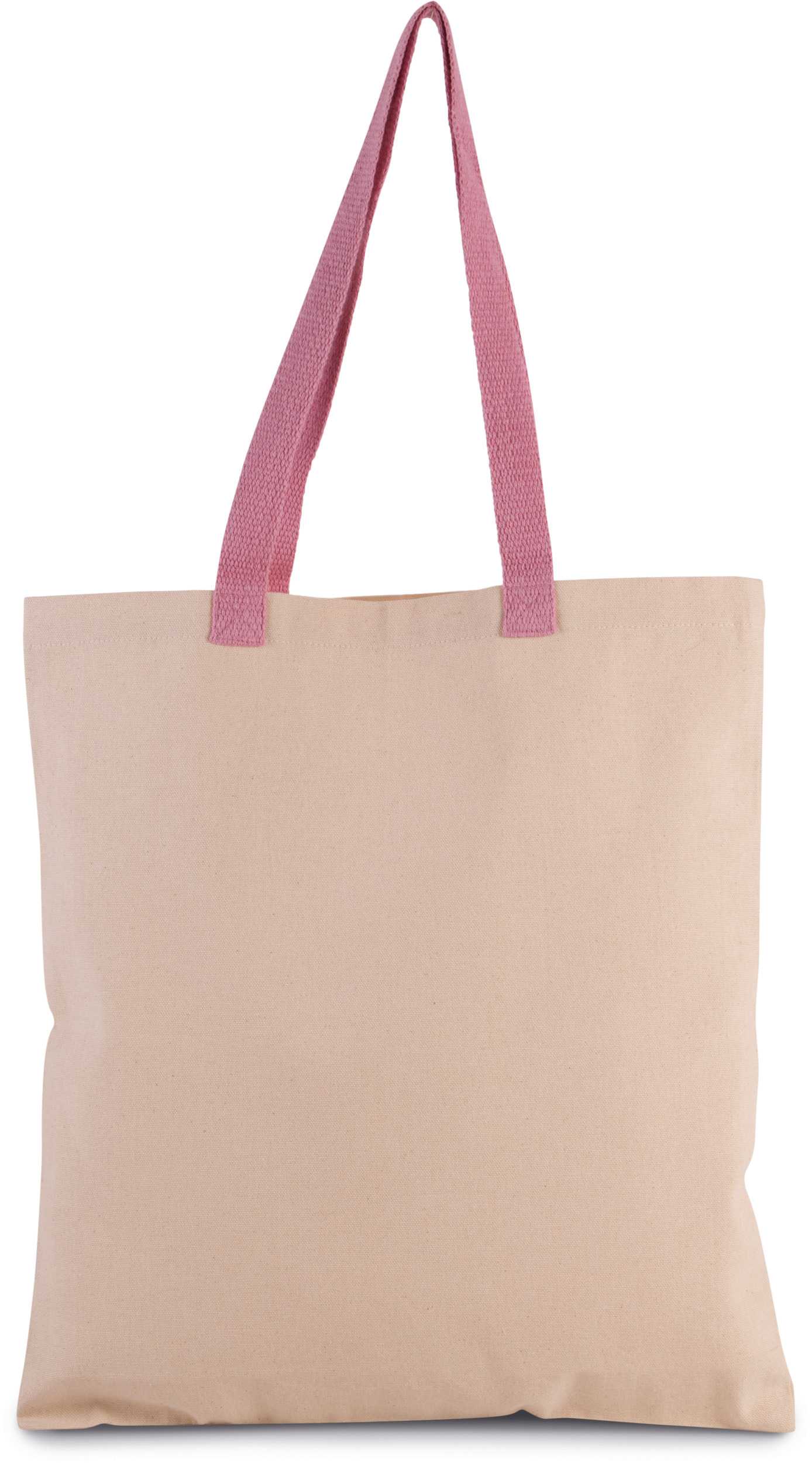 Bolsa de compras en canvas plana y con asa contrastada Natural / Dark Pink