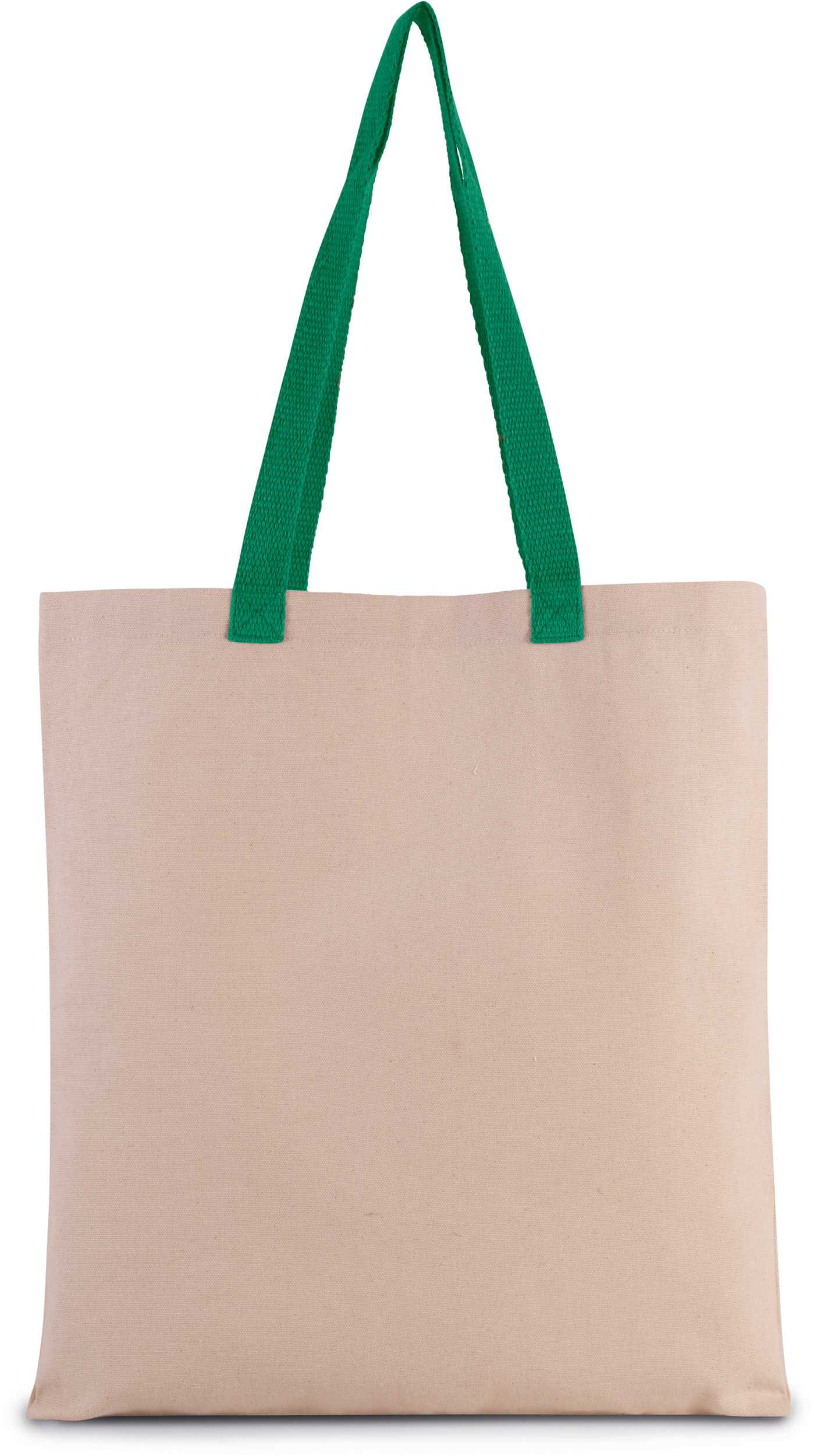 Bolsa de compras en canvas plana y con asa contrastada Natural / Kelly Green