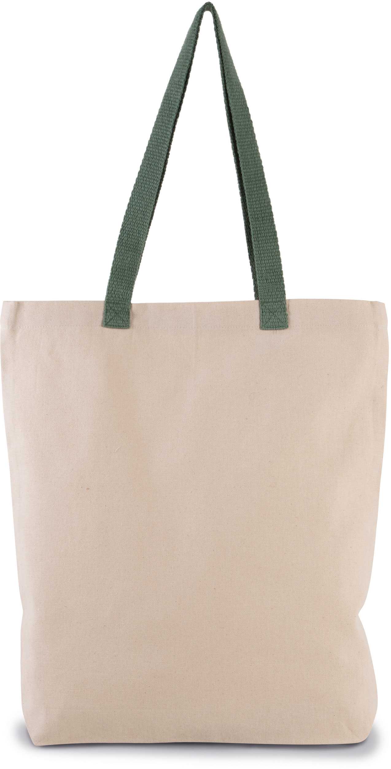 Bolsa de compras con fuelle y asa contrastada Natural / Dusty Light Green