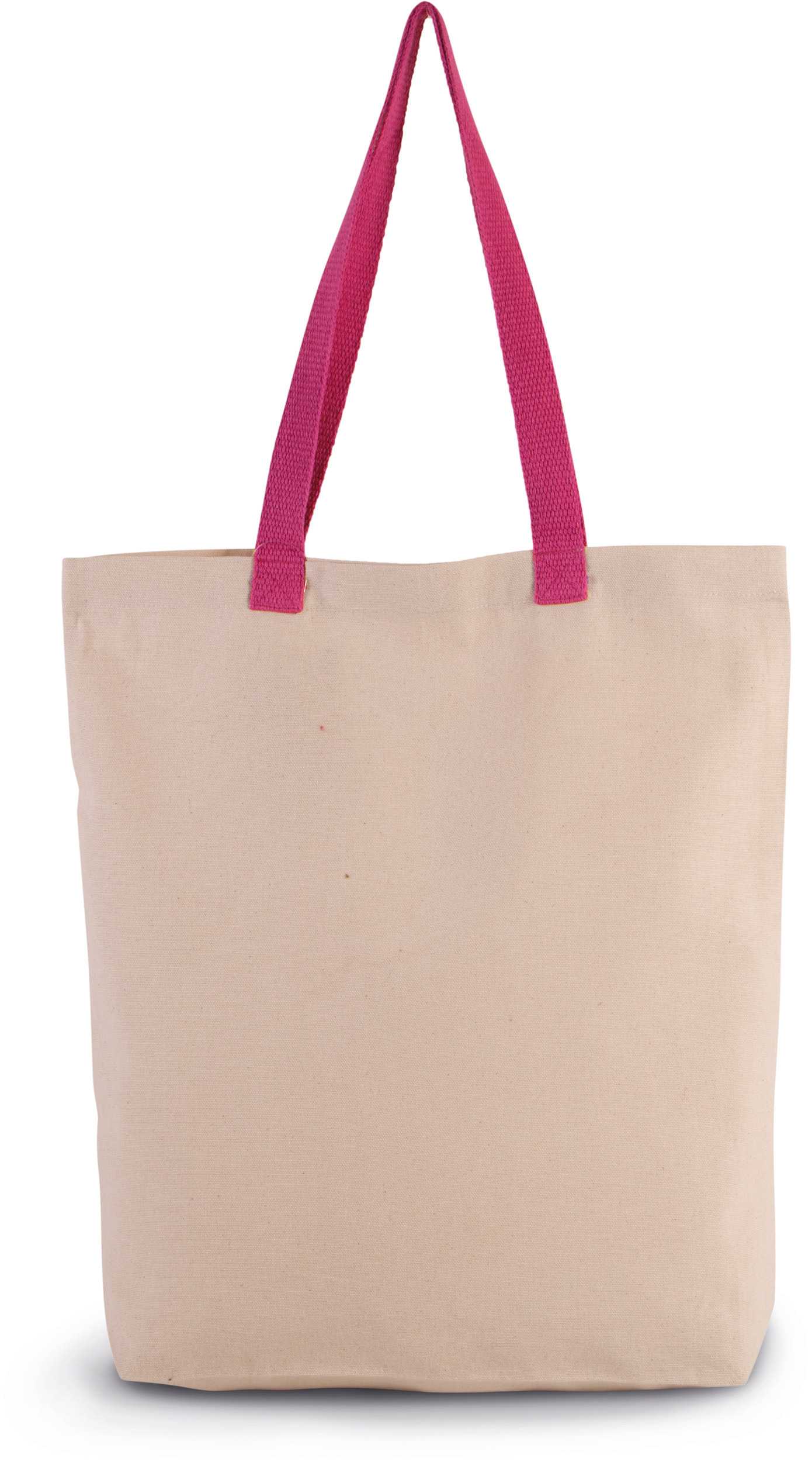 Bolsa de compras con fuelle y asa contrastada Natural / Magenta