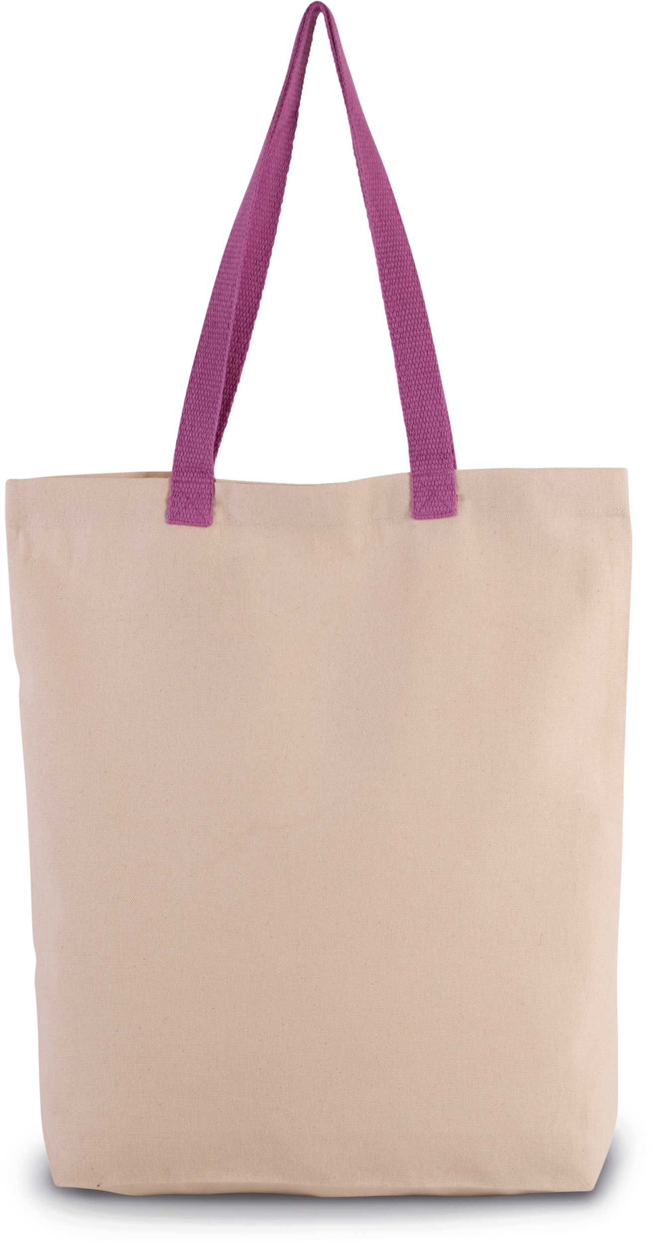 Bolsa de compras con fuelle y asa contrastada Natural / Radiant Orchid
