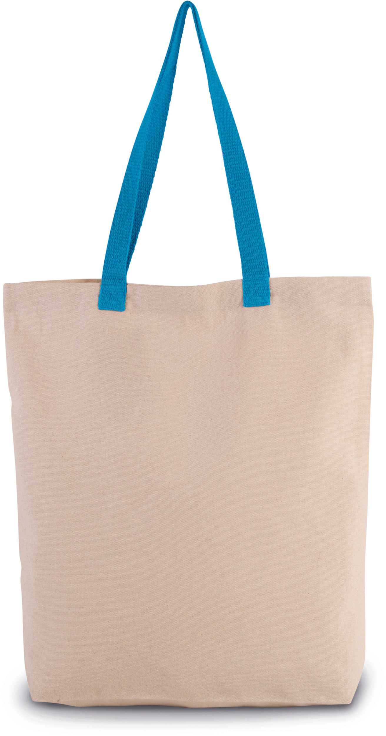 Bolsa de compras con fuelle y asa contrastada Natural / Surf Blue