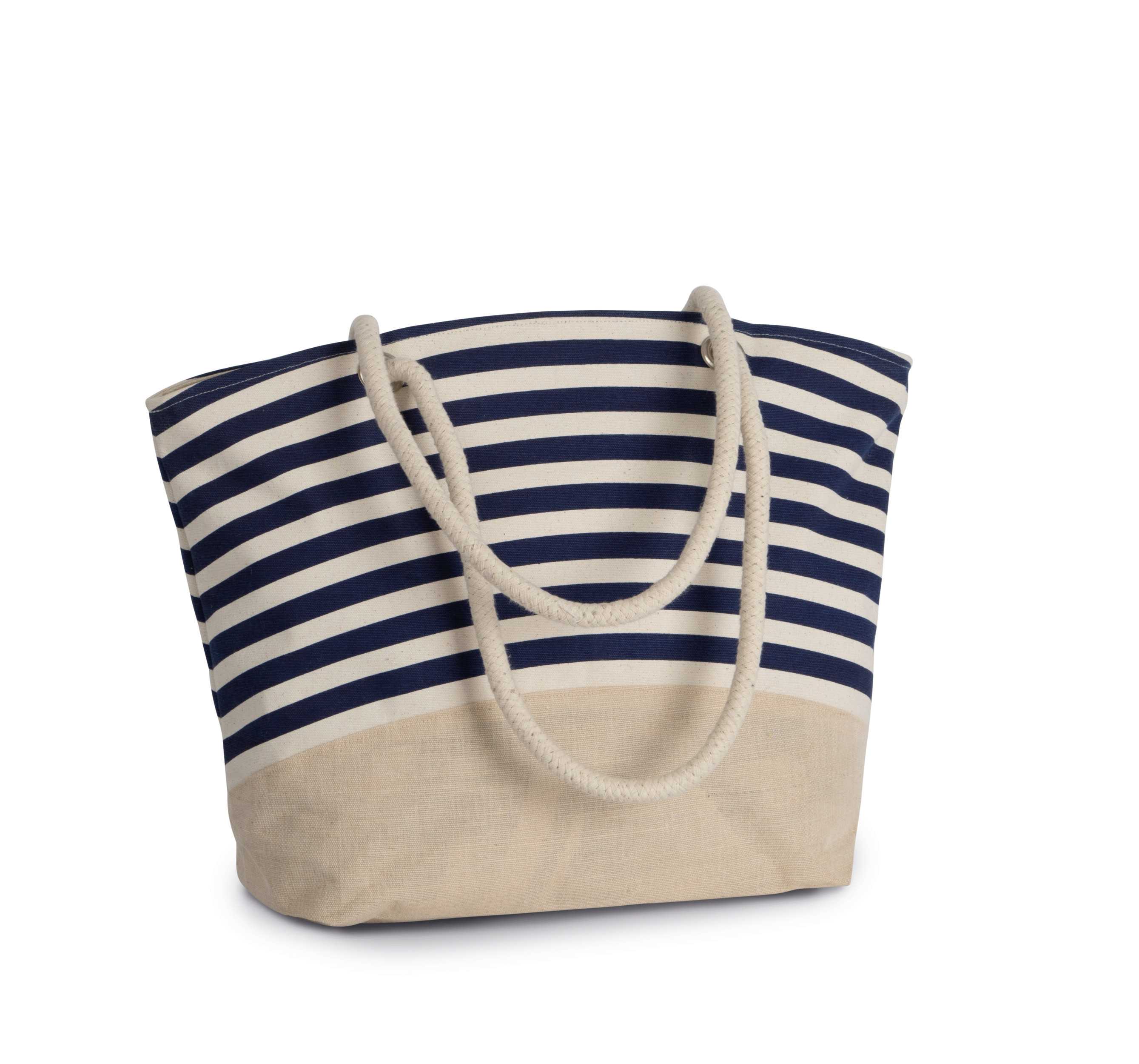 Bolsa de compras de yute estilo Marinero Natural / Navy