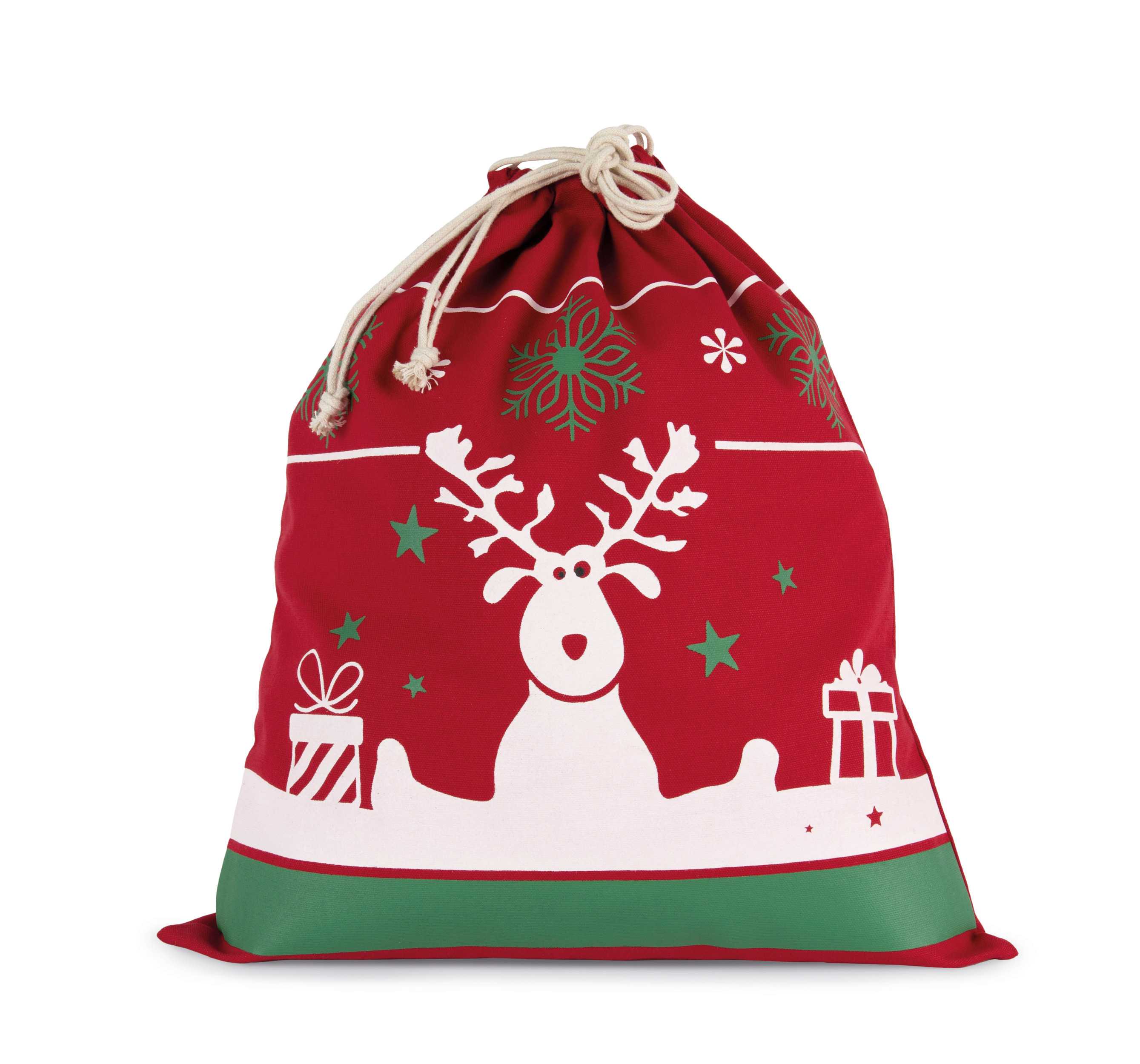 Bolsa con cordón y motivos navideños Cherry Red