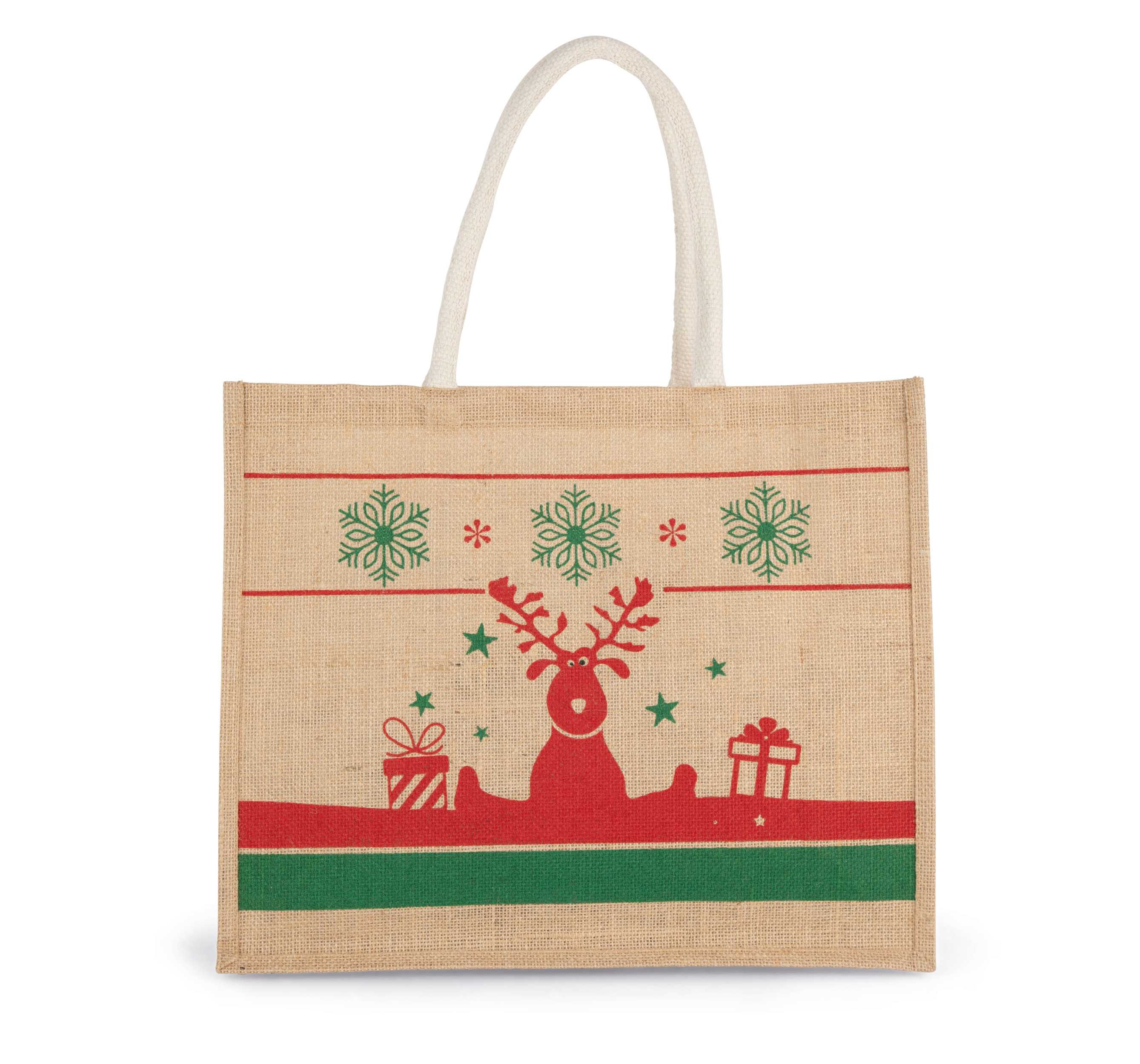 Bolsa shopper con motivos navideños Natural / Cherry Red