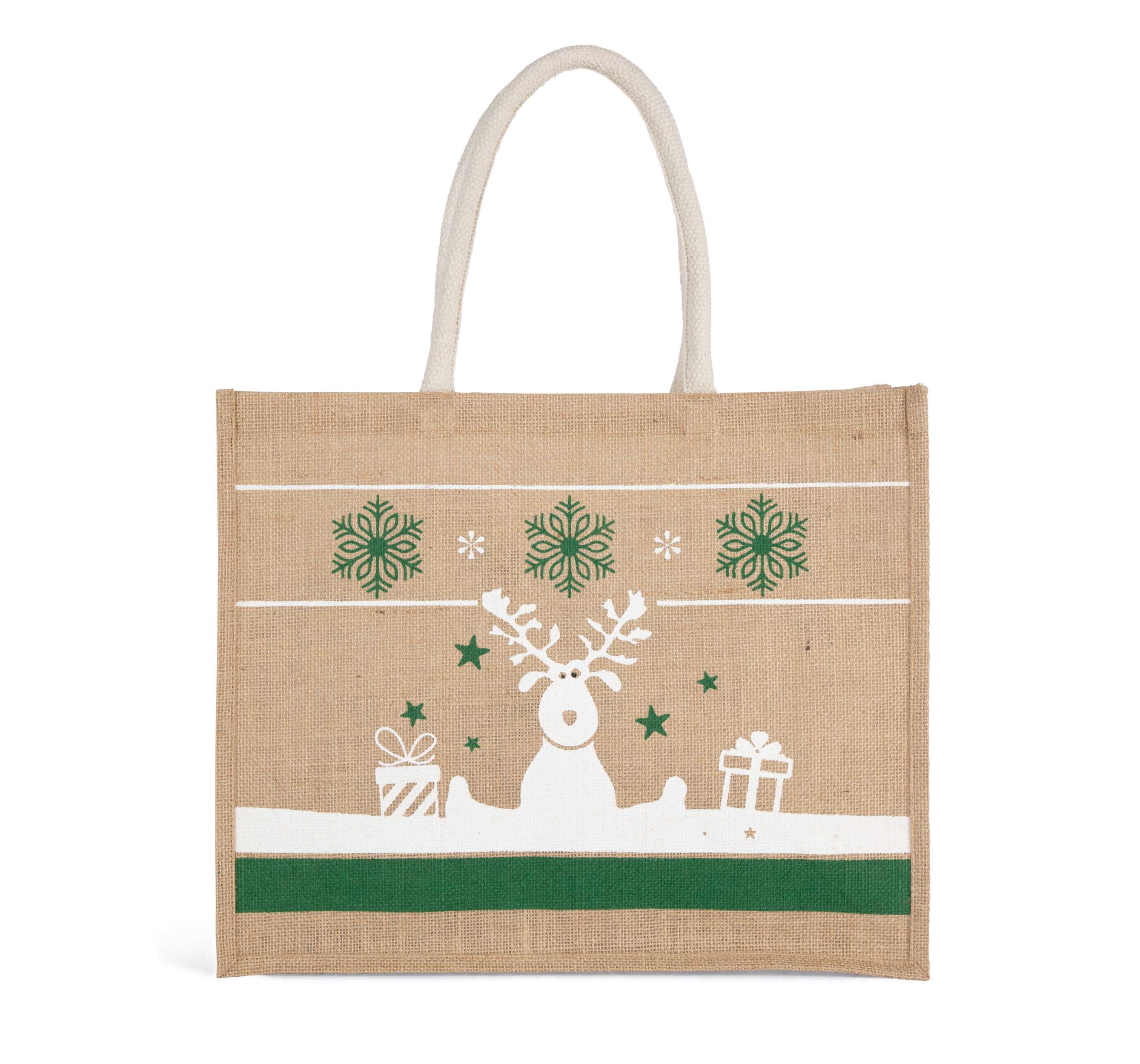 Bolsa shopper con motivos navideños Natural / White
