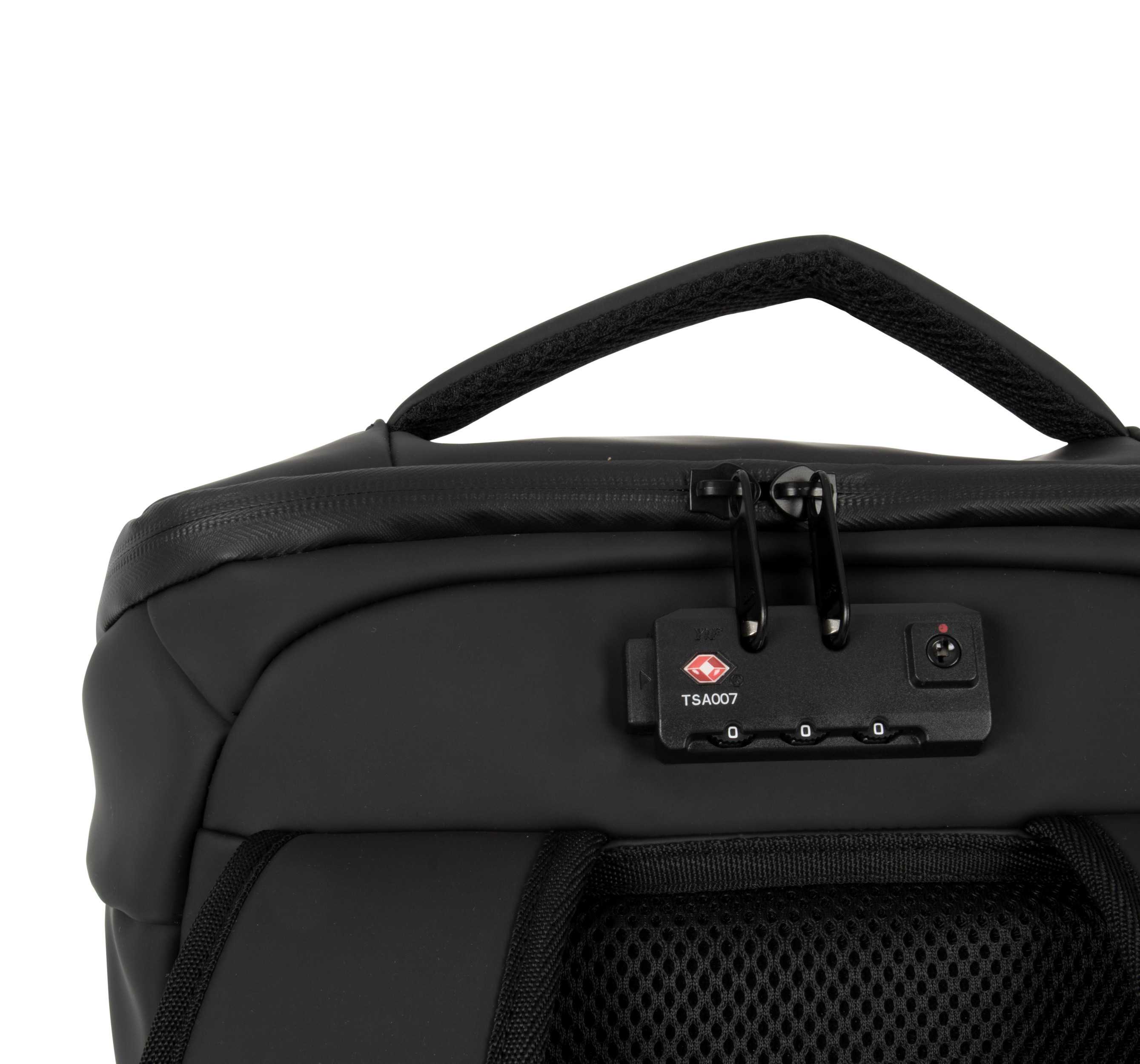 Mochila antirrobo impermeable con portacasco Black