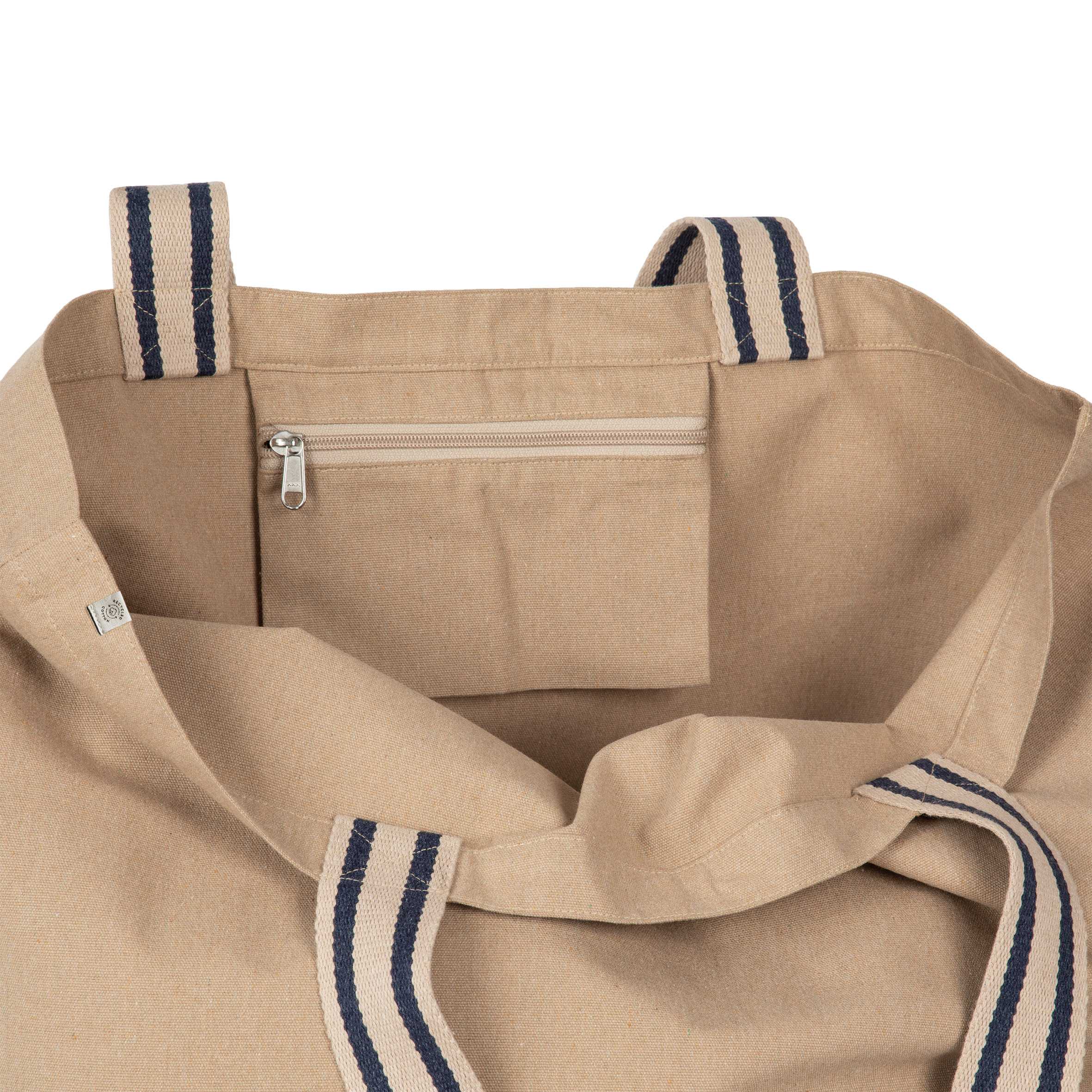 Bolsa shopper grande ecorresponsable Hemp / Desert Sand / Horizon Blue Stripe