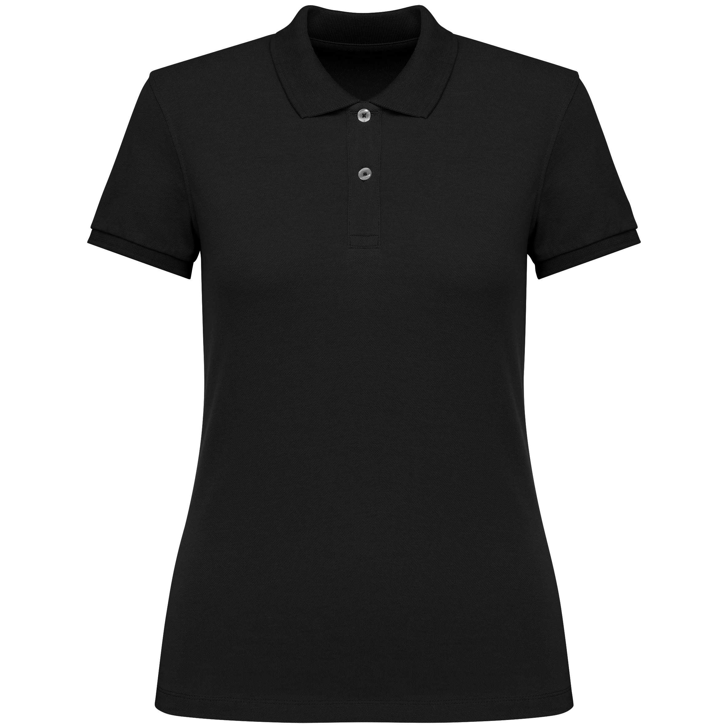 Polo ecorresponsable punto piqué mujer Black