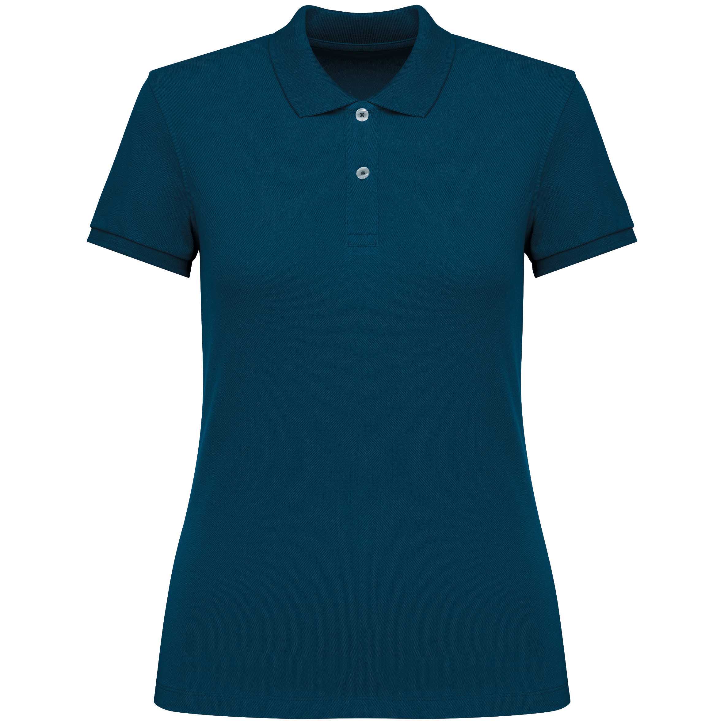 Polo ecorresponsable punto piqué mujer Peacock Blue
