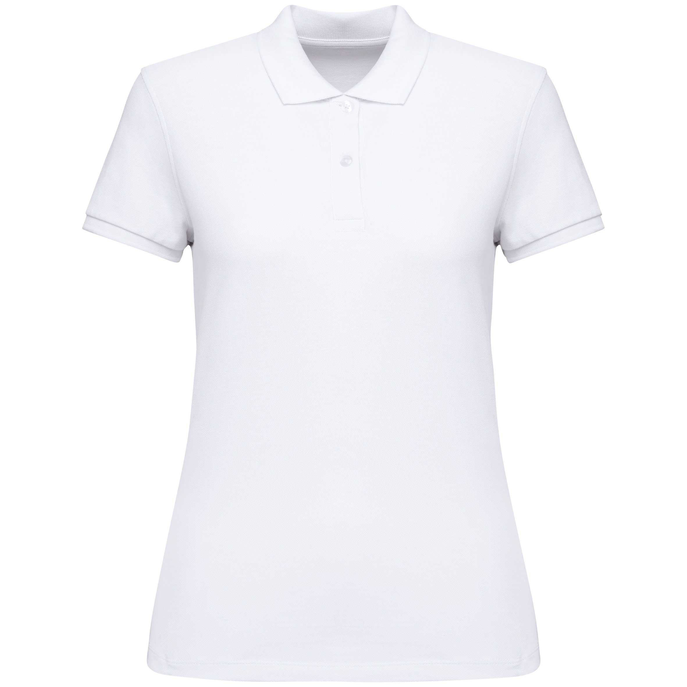 Polo ecorresponsable punto piqué mujer White