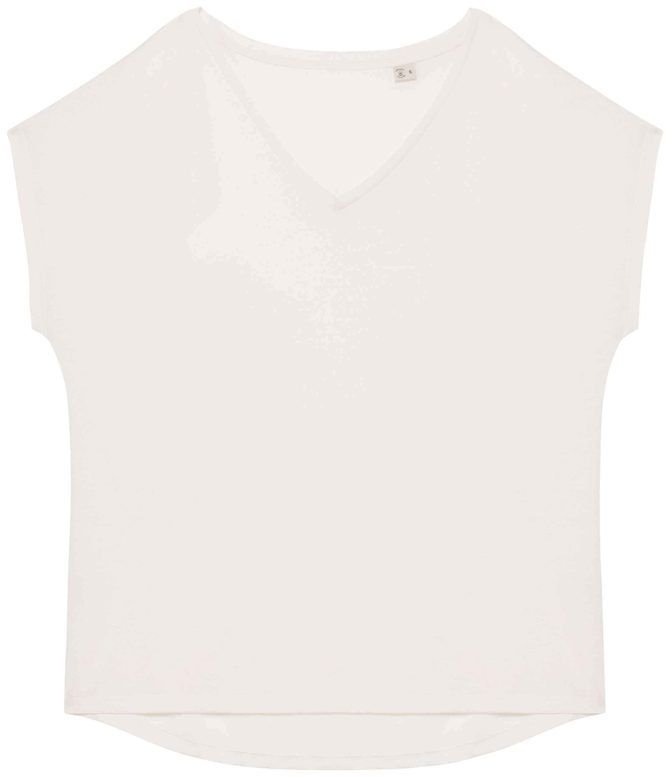 Camiseta ecorresponsable holgada con cuello de pico mujer Ivory