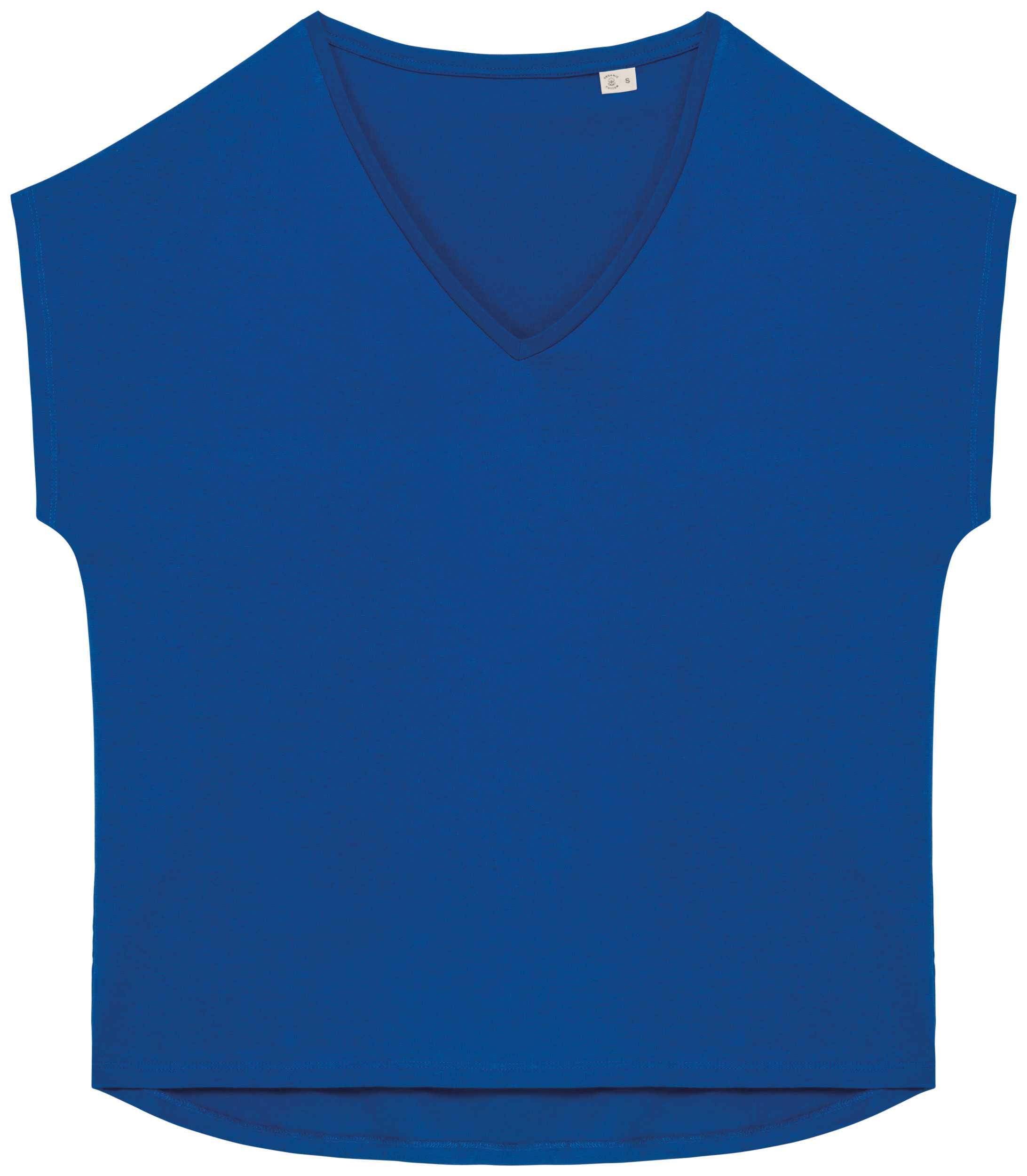 Camiseta ecorresponsable holgada con cuello de pico mujer Sea Blue