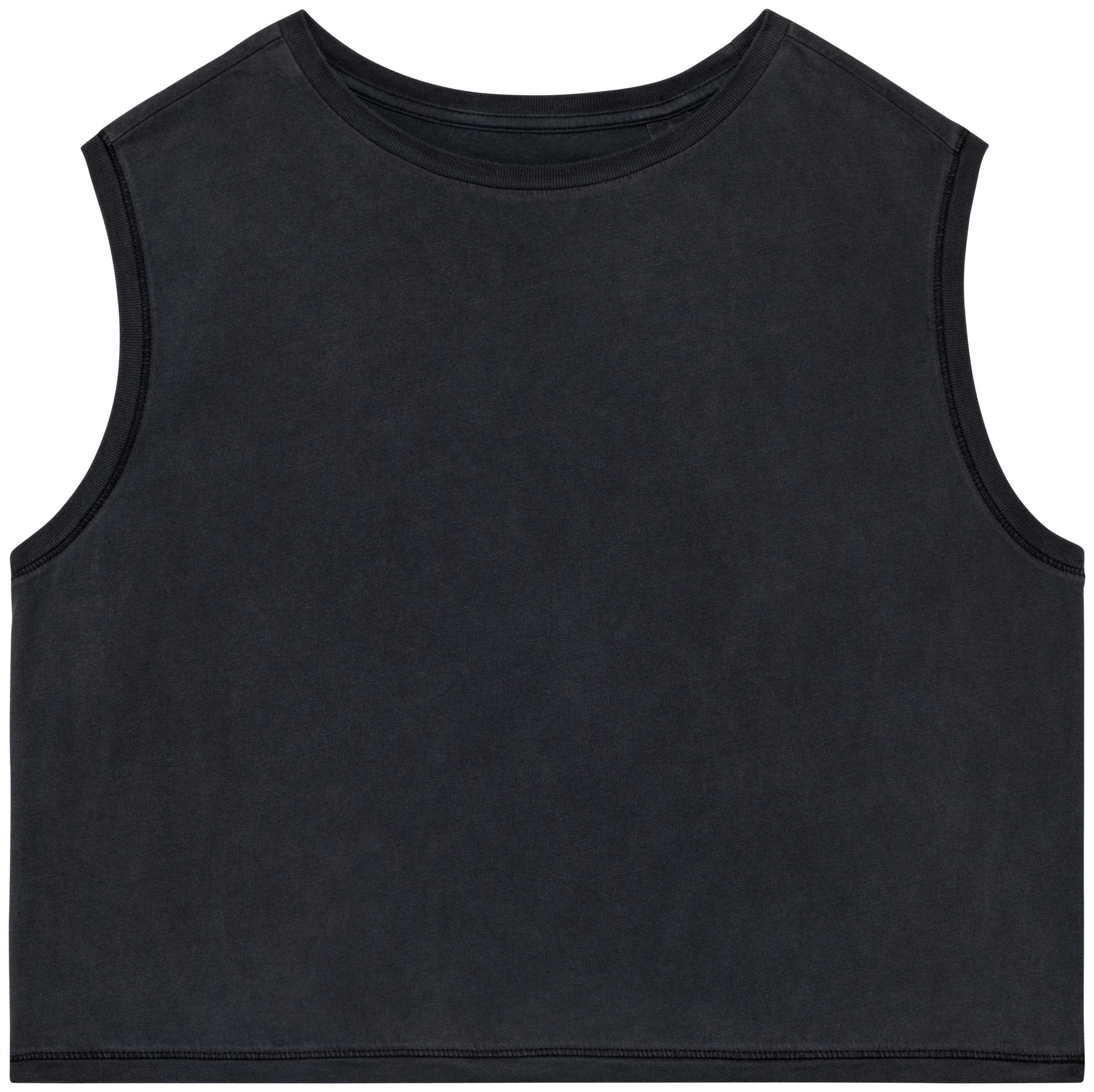 Camiseta crop ecorresponsable sin mangas mujer Washed Coal Grey