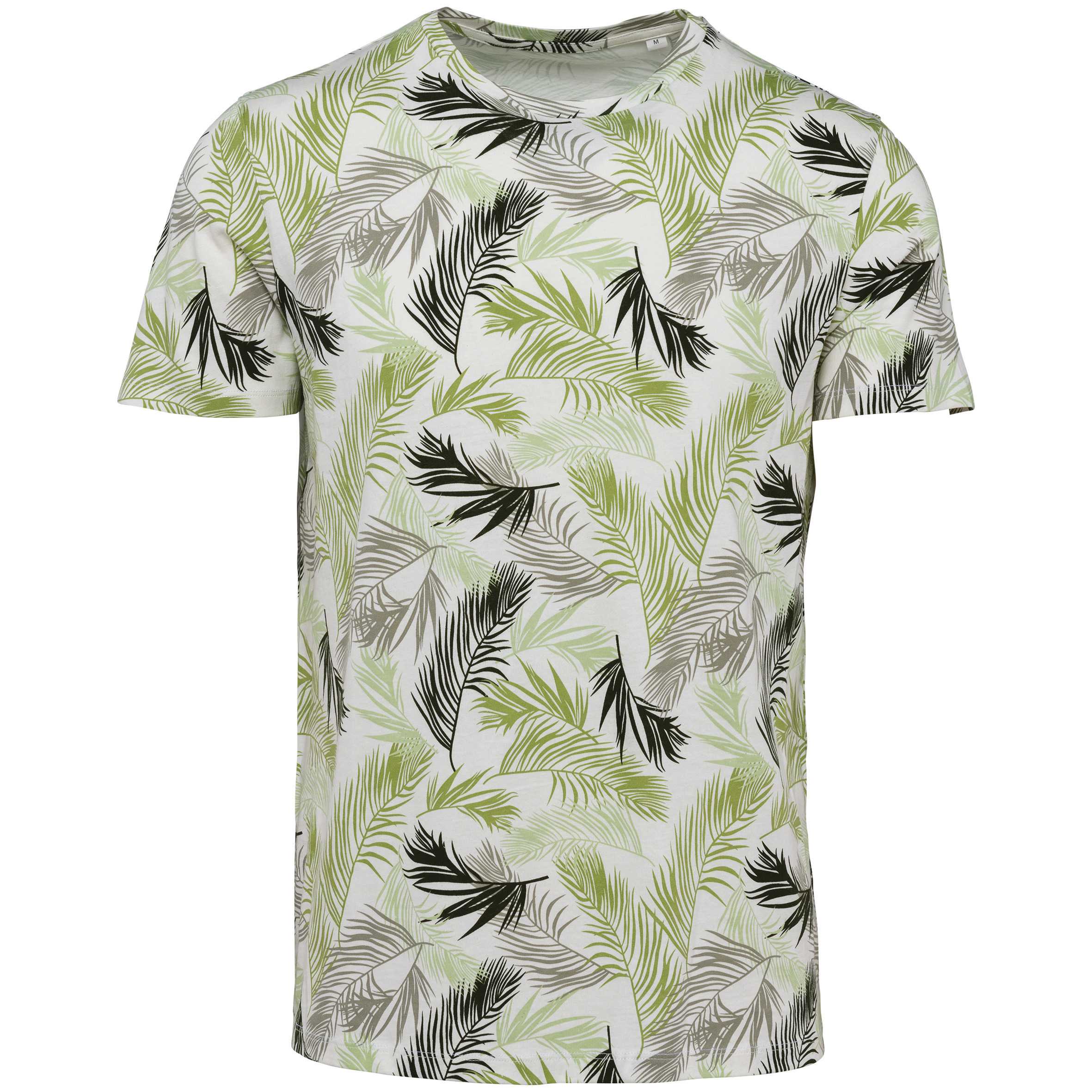 Camiseta ecorresponsable con estampado tropical hombre Ivory Palm Leaves
