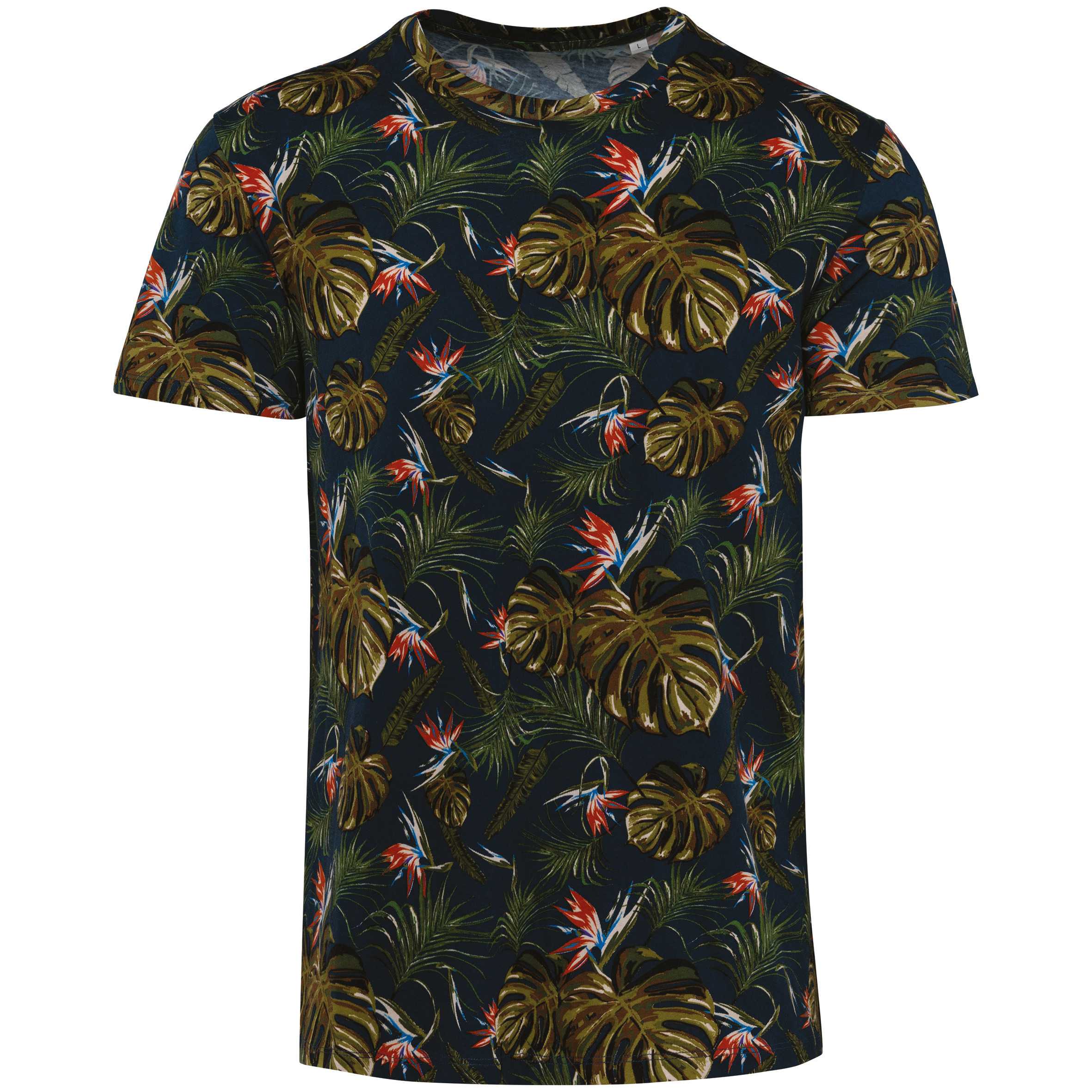 Camiseta ecorresponsable con estampado tropical hombre Navy Paradise Bird