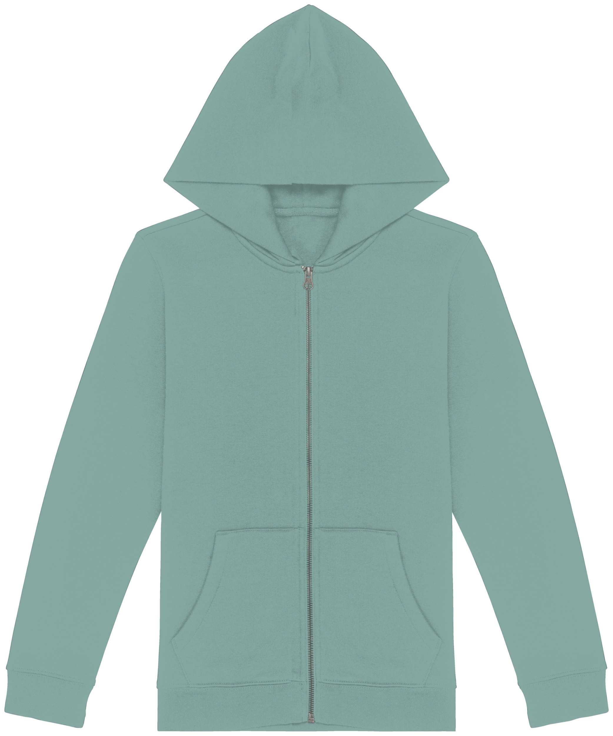Sudadera ecorresponsable con capucha y cremallera infantil Jade Green