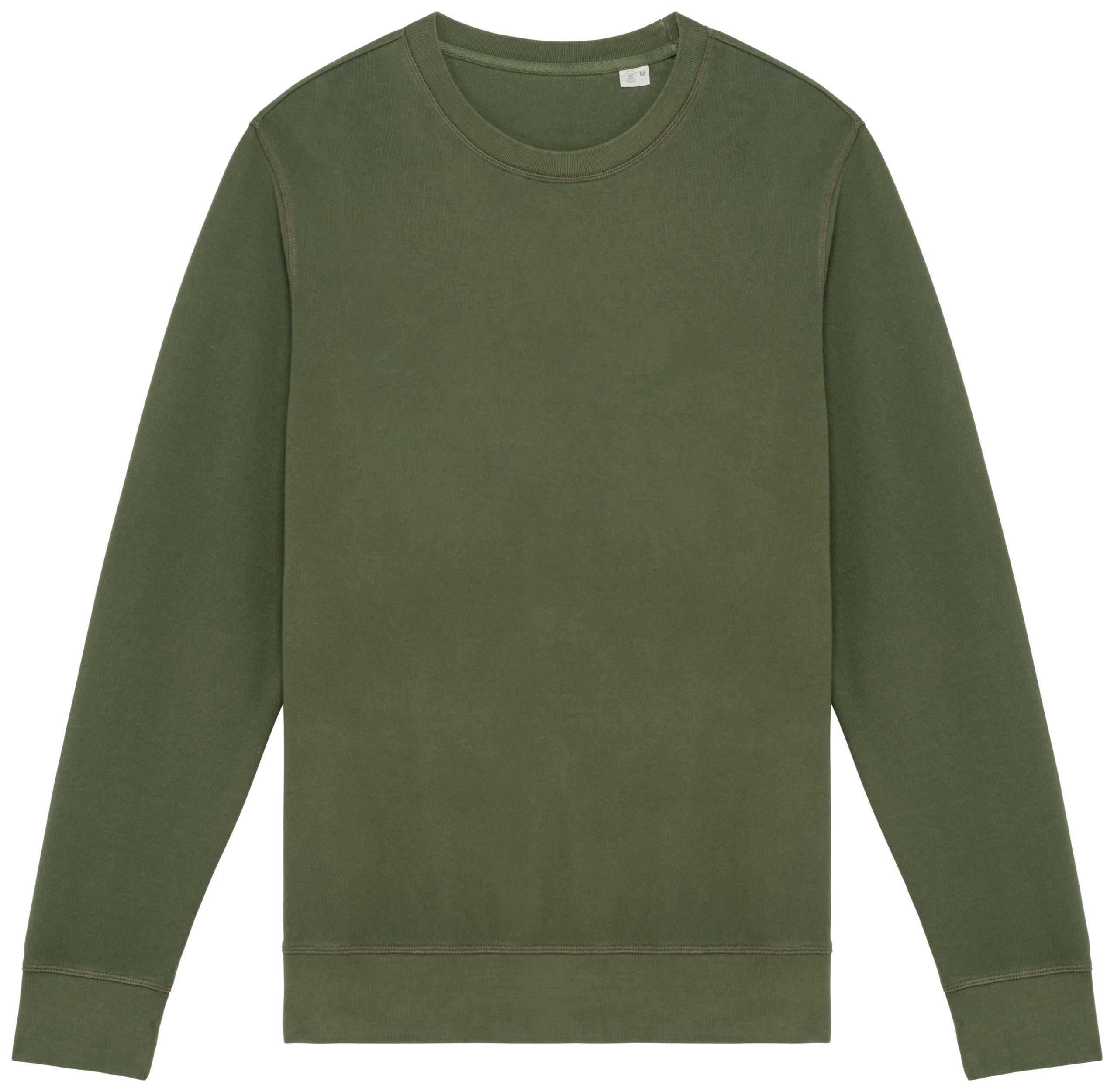 Sudadera ecorresponsable de cuello redondo French Terry unisex Washed Organic Khaki