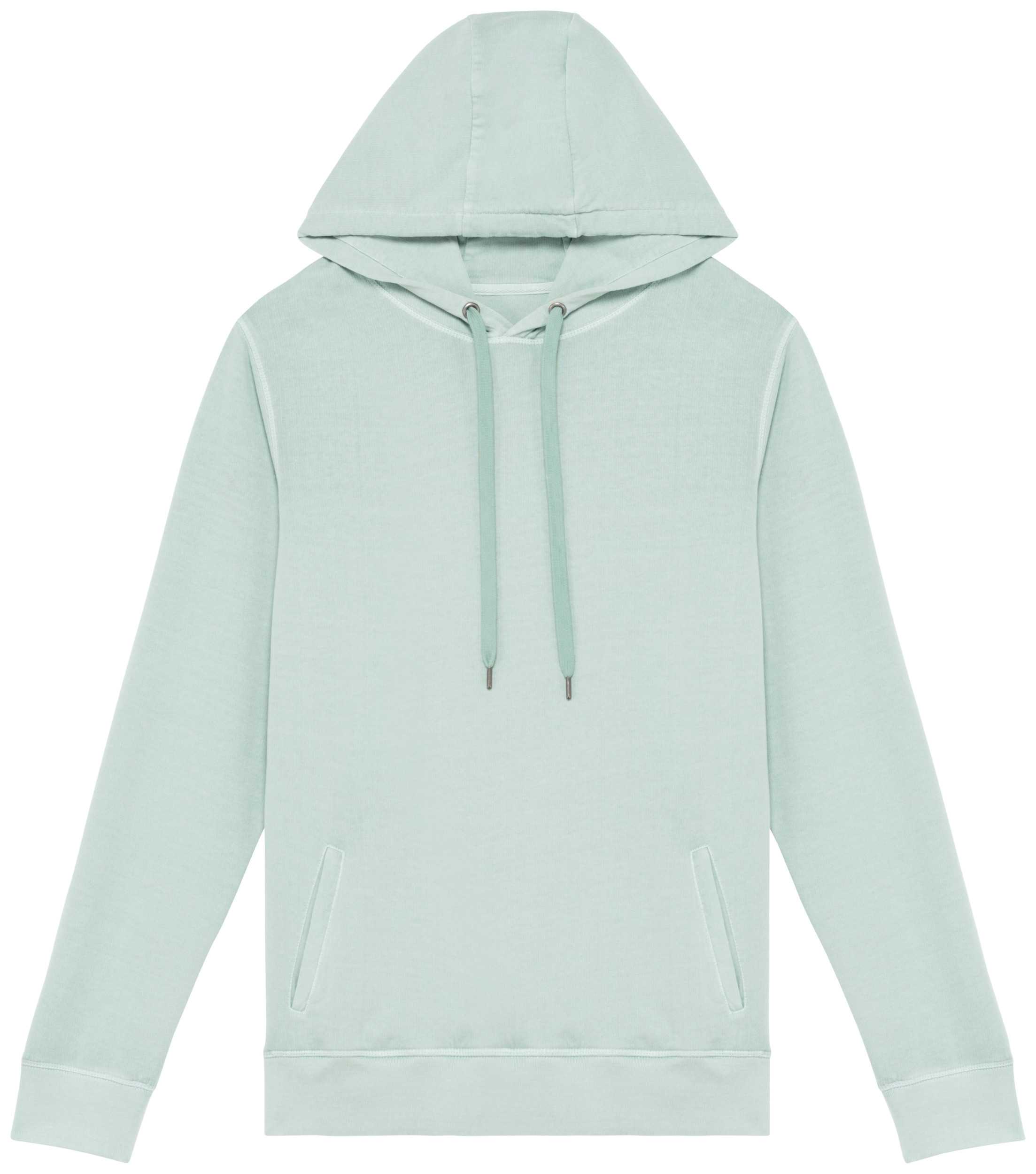Sudadera ecorresponsable con capucha French Terry unisex Washed Jade Green