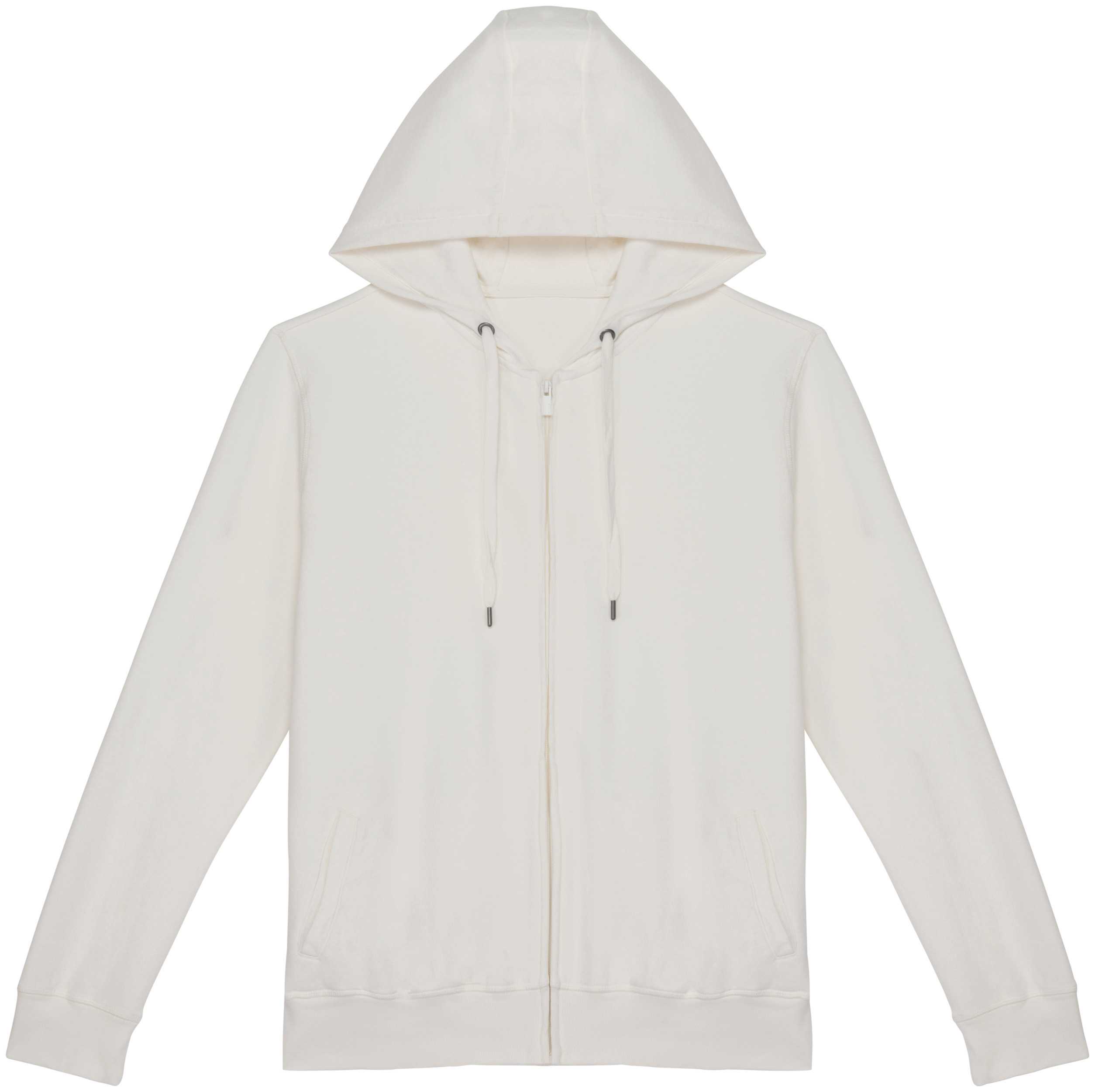 Sudadera ecorresponsable cremallera y capucha French Terry unisex Washed Ivory