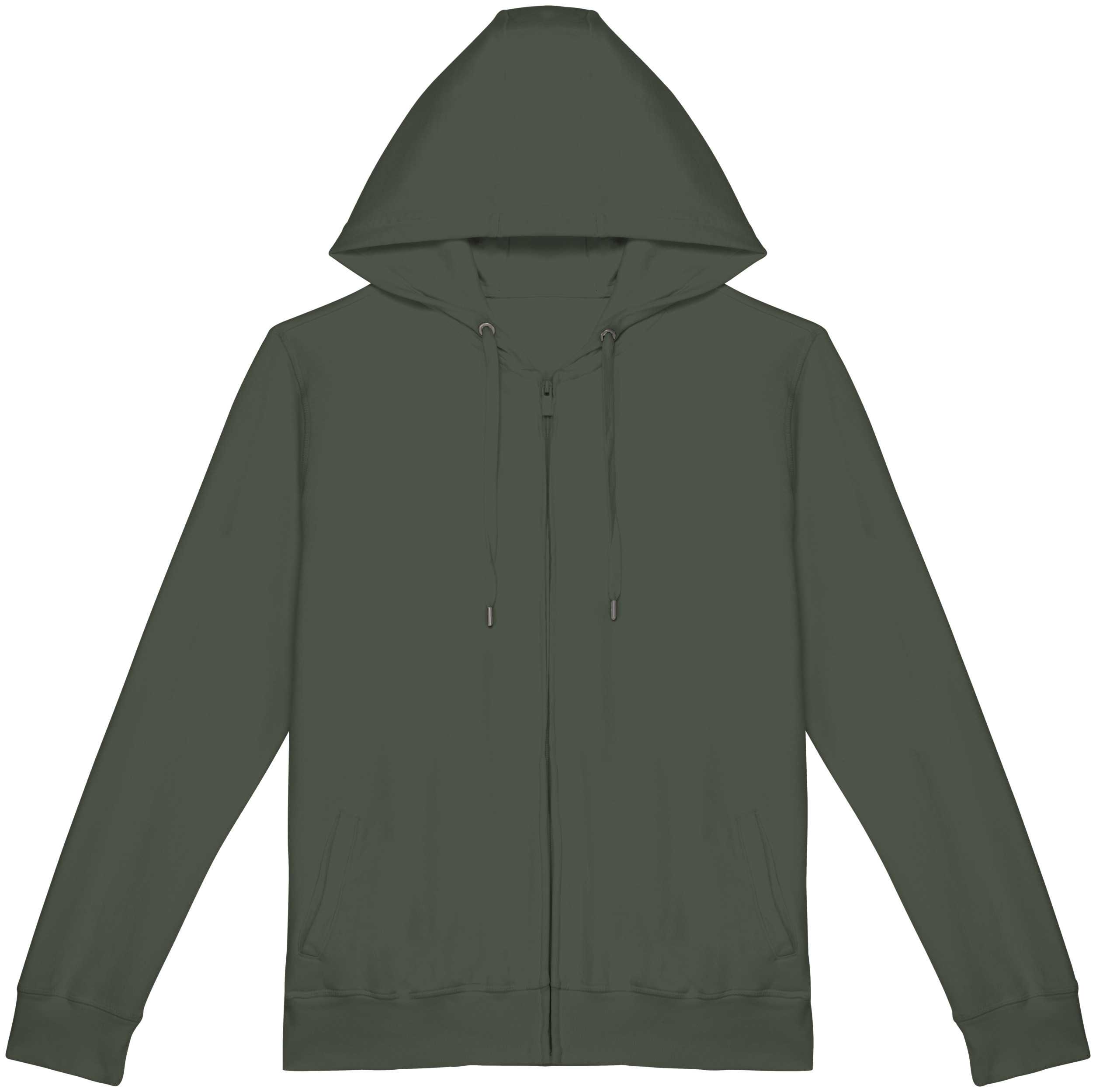 Sudadera ecorresponsable cremallera y capucha French Terry unisex Washed Organic Khaki