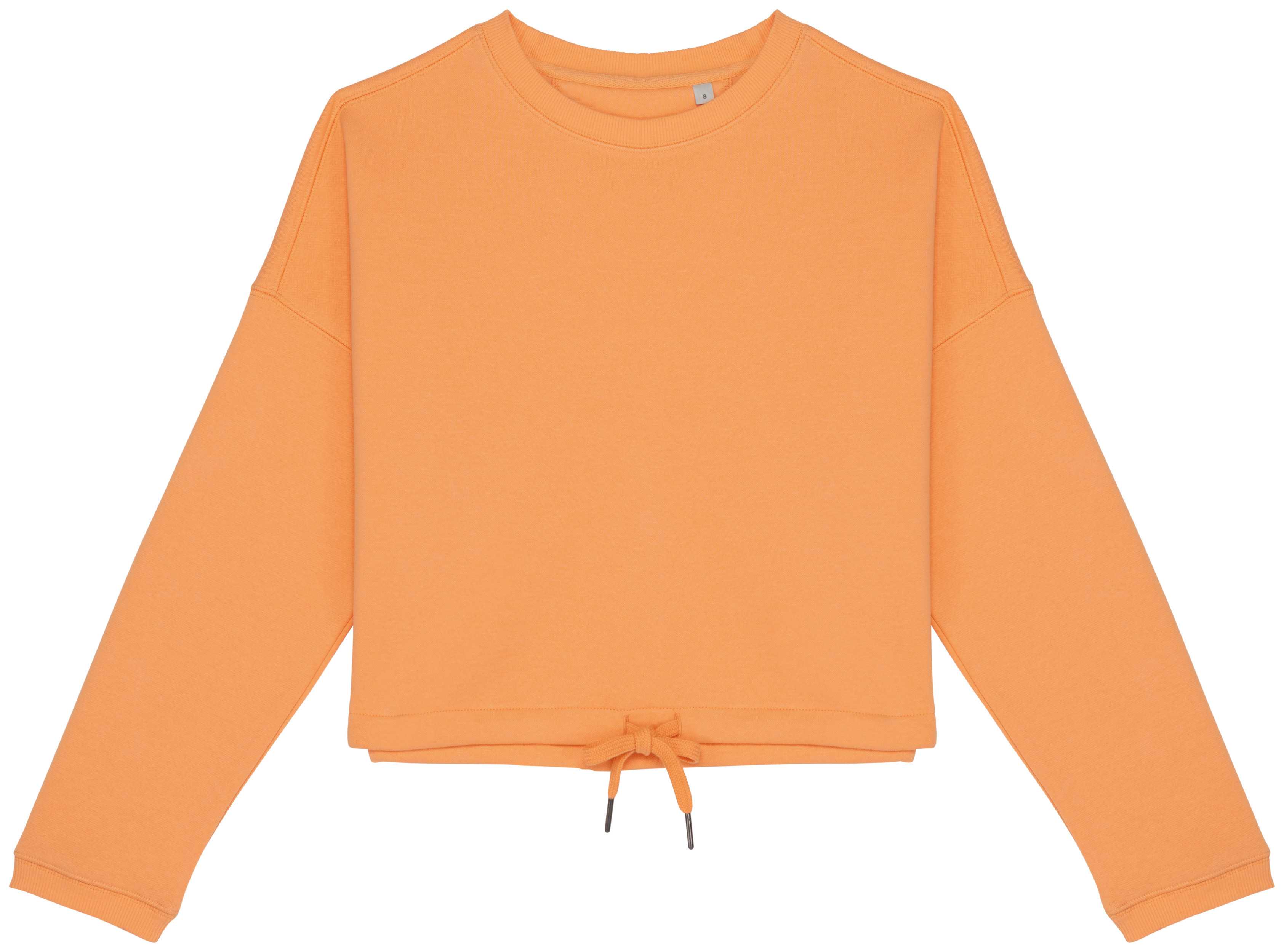 Sudadera ecorresponsable de cuello redondo oversize crop mujer Apricot