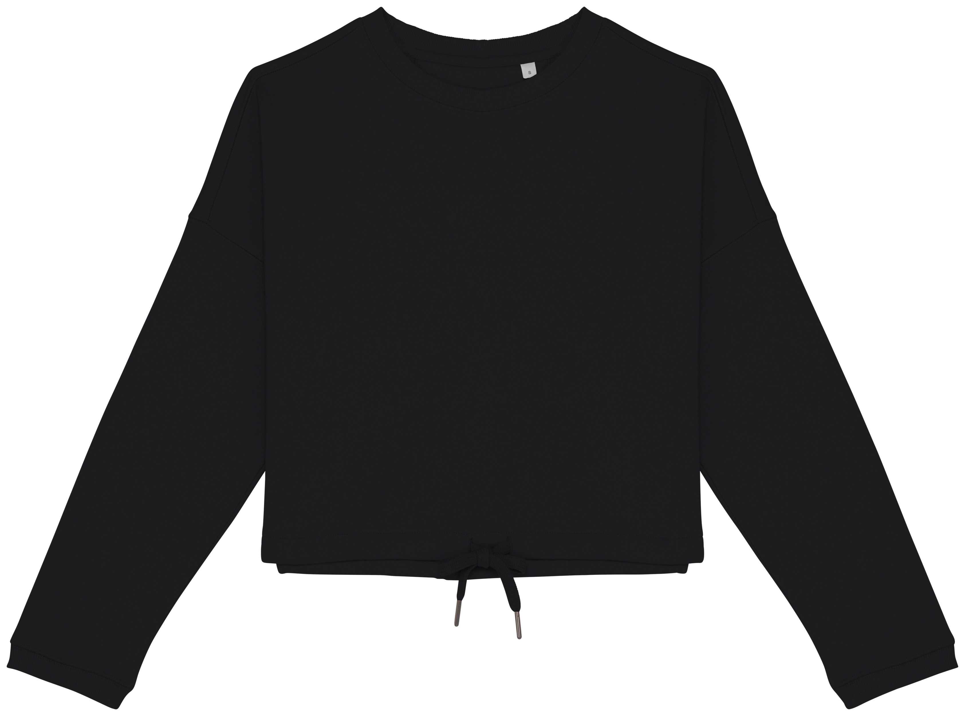 Sudadera ecorresponsable de cuello redondo oversize crop mujer Black