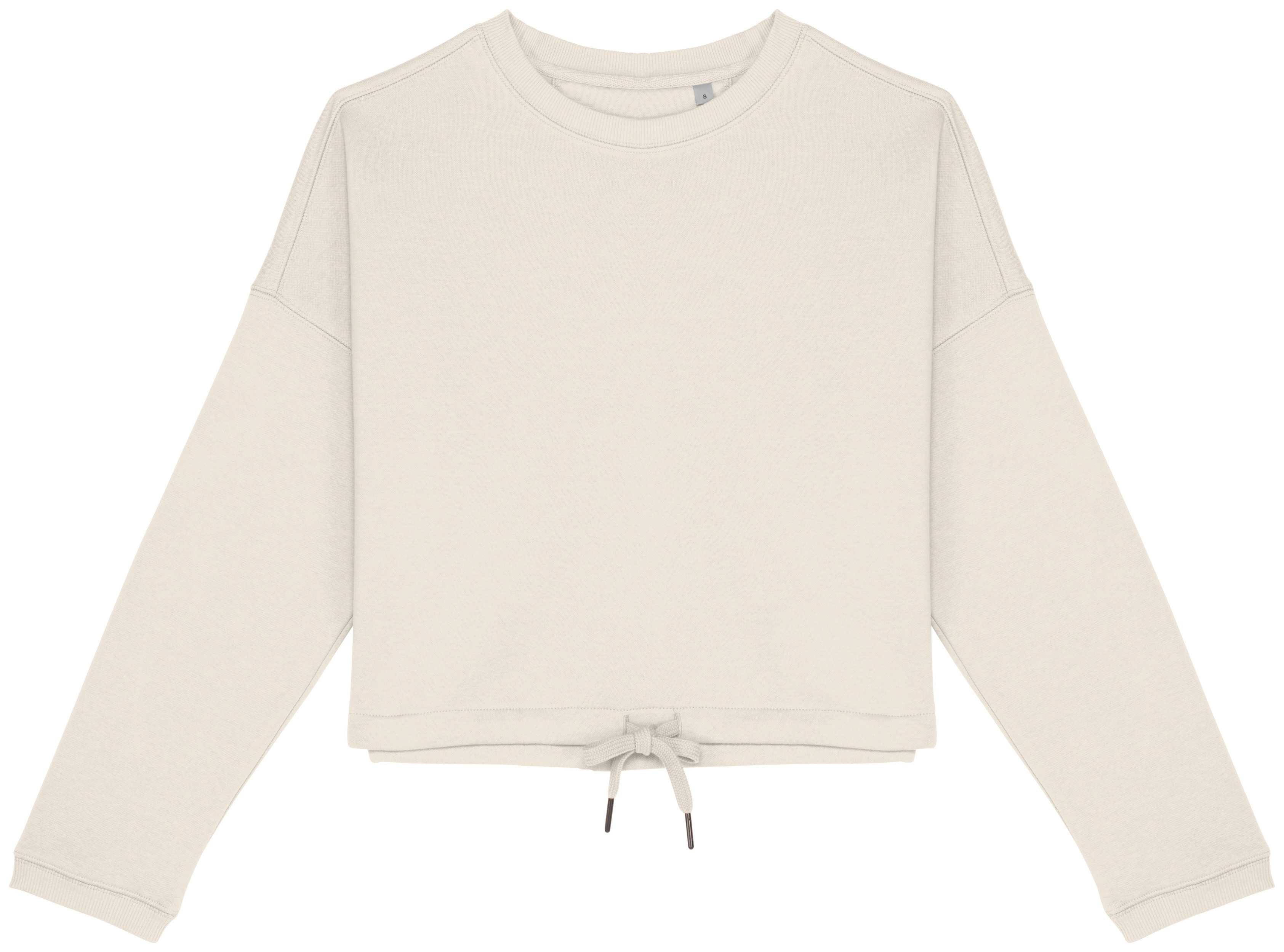 Sudadera ecorresponsable de cuello redondo oversize crop mujer Ivory