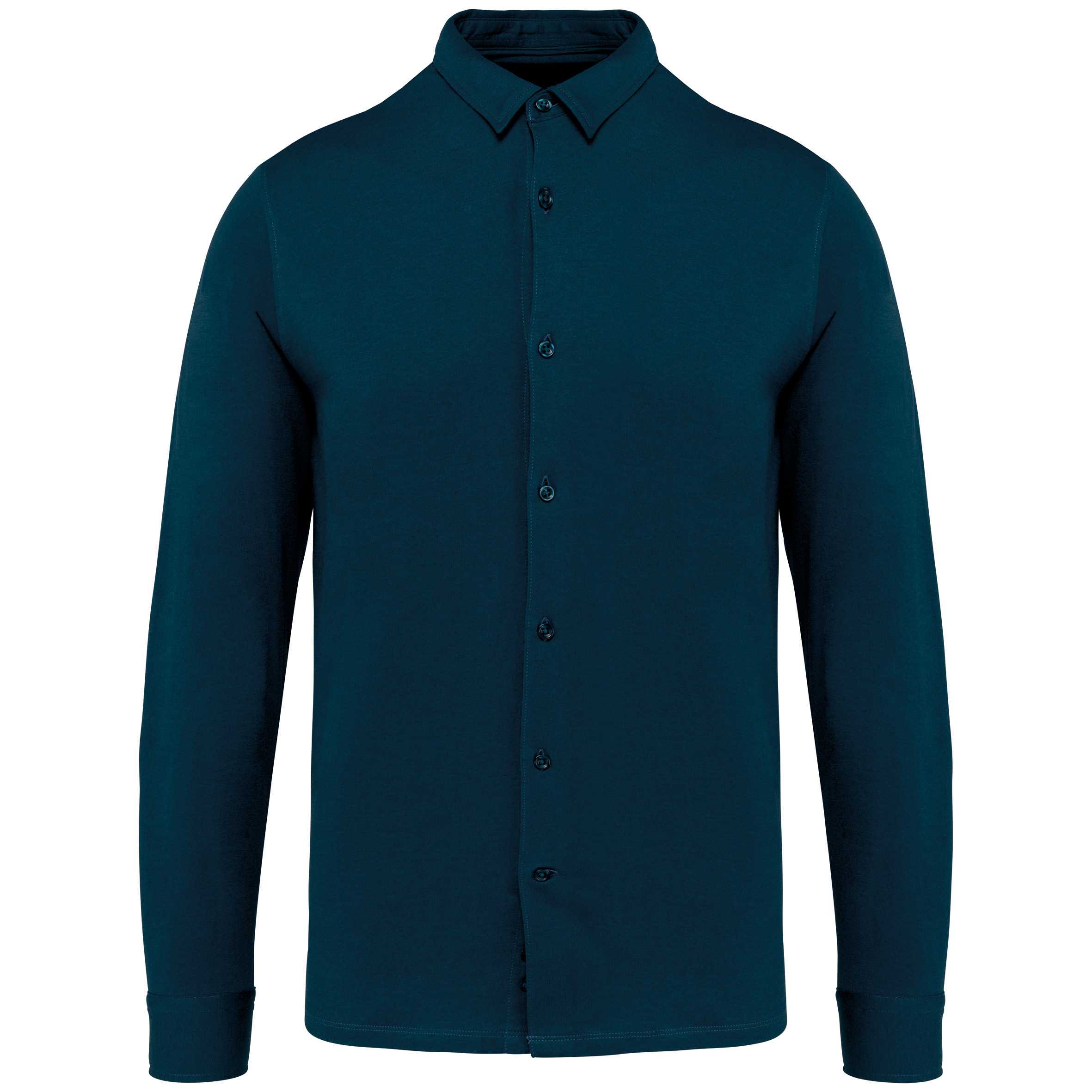 Camisa ecorresponsable de punto jersey hombre Peacock Blue