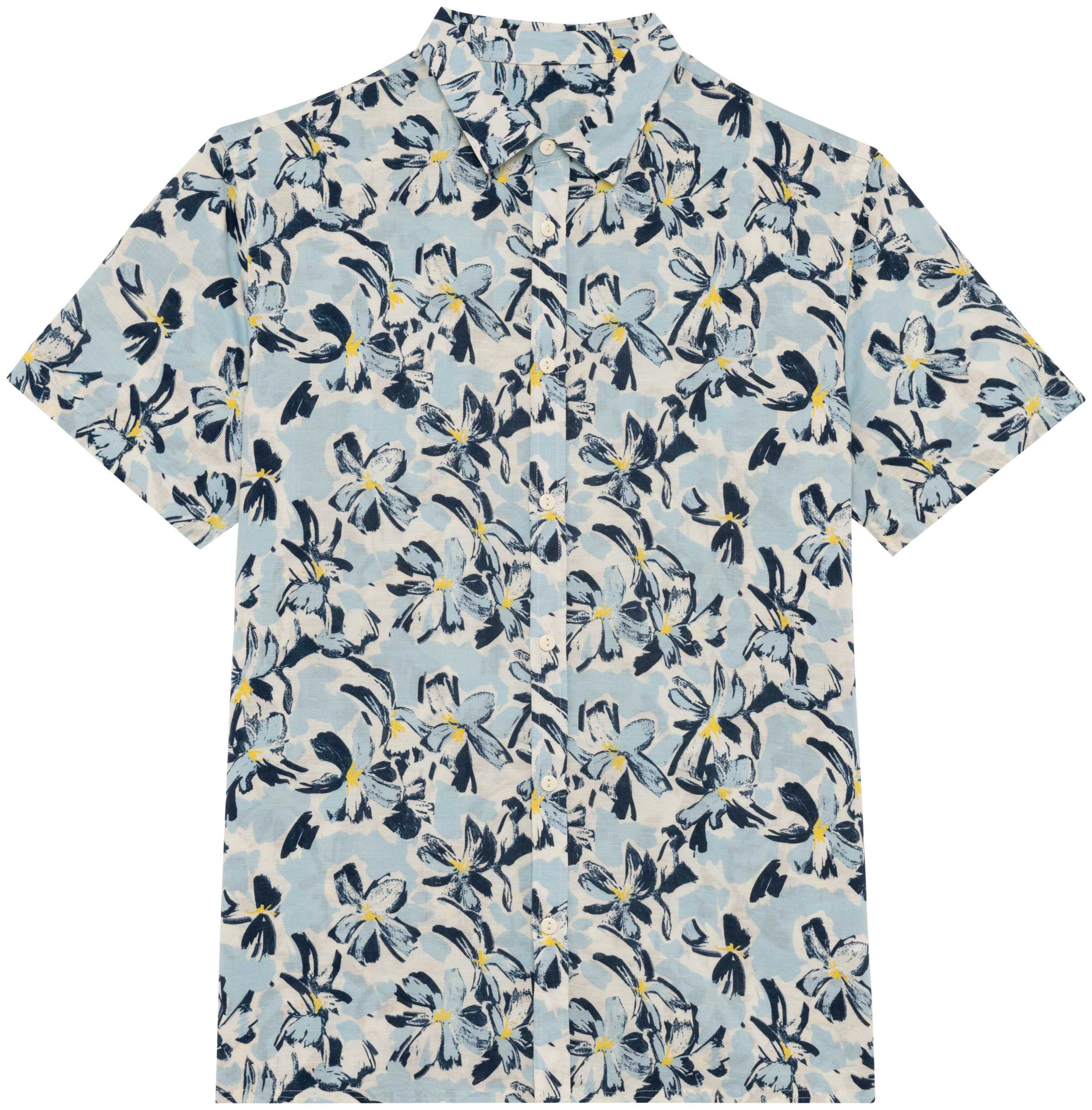 Camisa ecorresponsable con estampado vegetal hombre Ivory Floral Blue