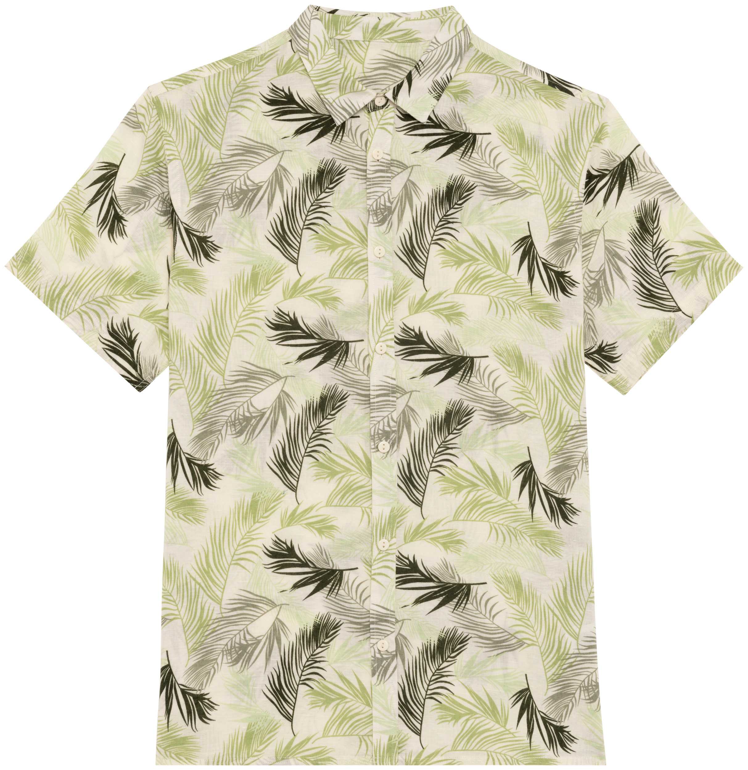 Camisa ecorresponsable con estampado vegetal hombre Ivory Palm Leaves