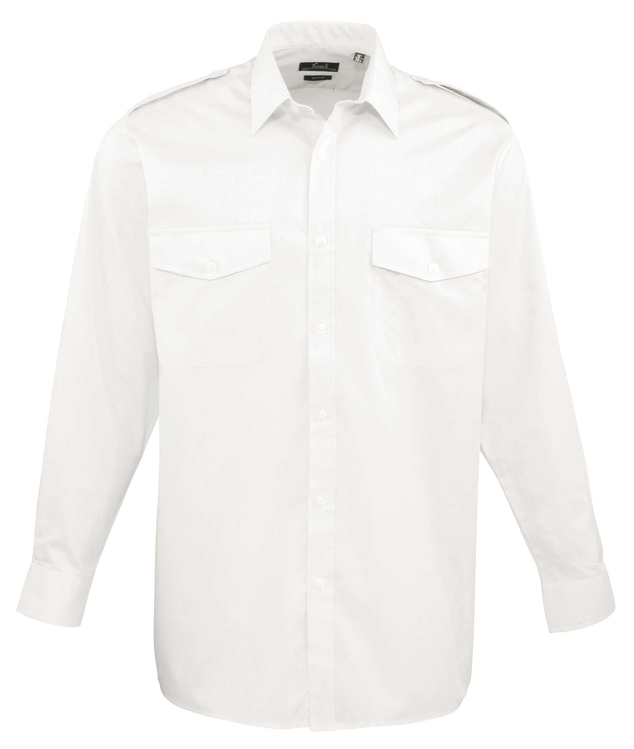 Camisa Piloto manga larga hombre White