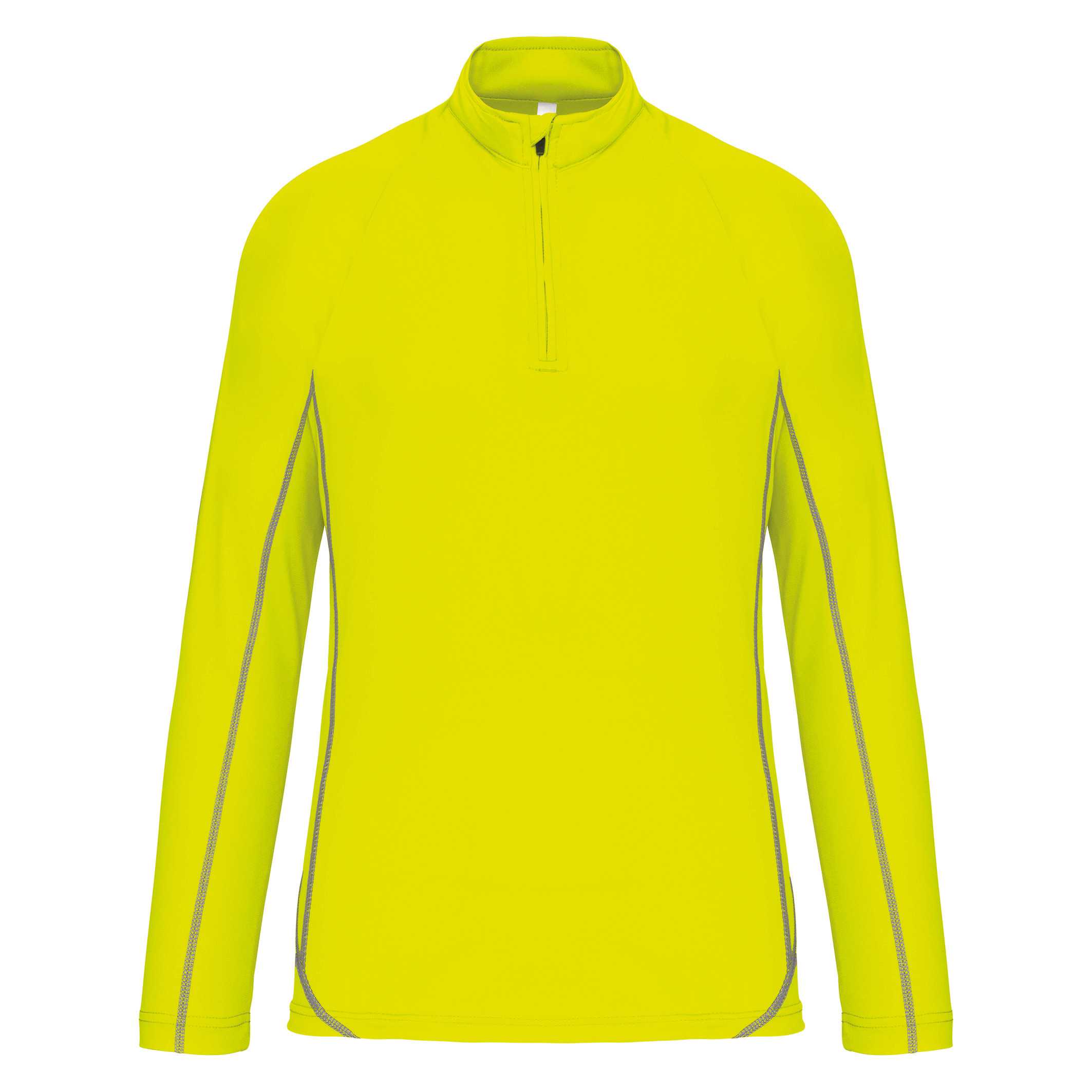 Top deportivo de manga larga ¼ zip hombre Fluorescent Yellow