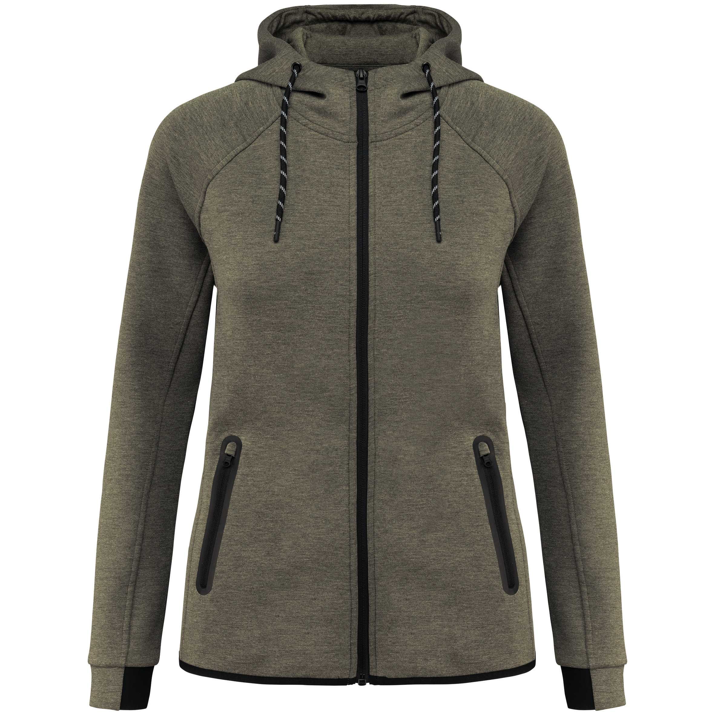 Chaqueta de chándal performance con capucha mujer Light Khaki Heather