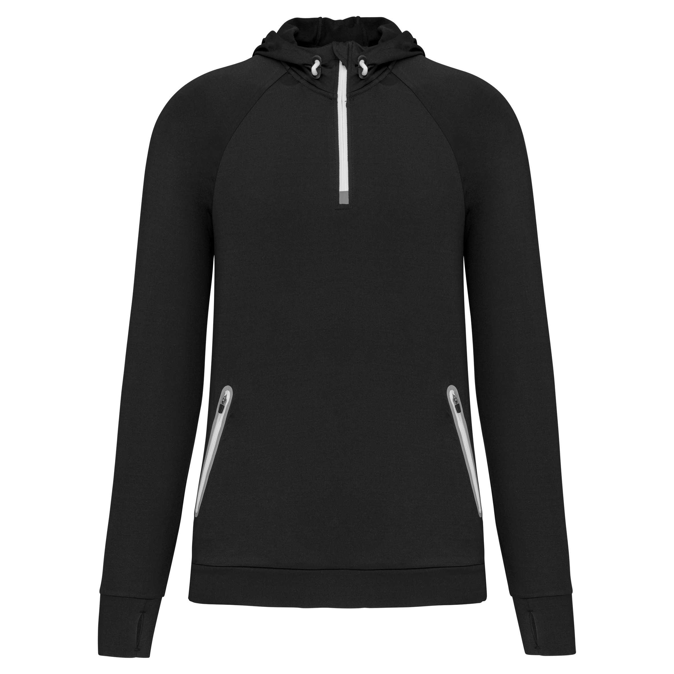 Sudadera deportiva capucha 1/4 cremallera unisex Black