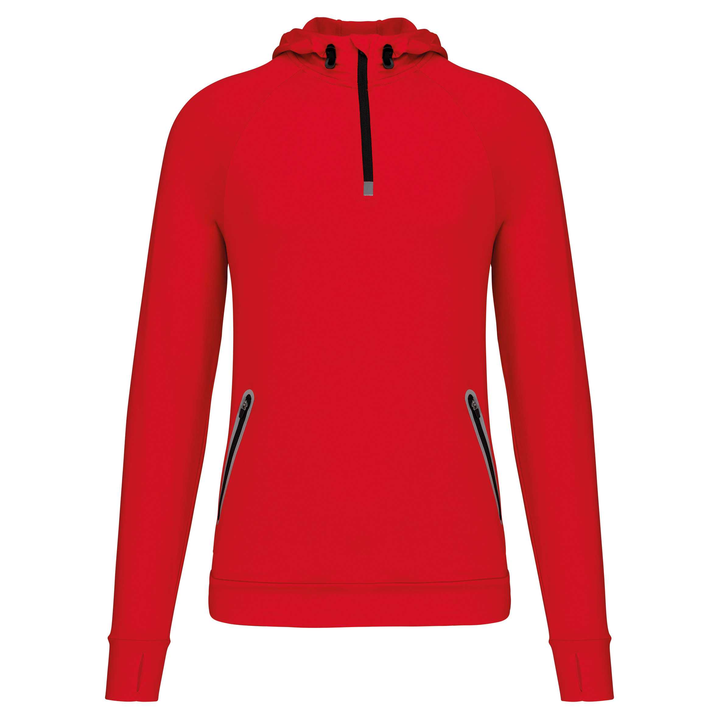 Sudadera deportiva capucha 1/4 cremallera unisex Red