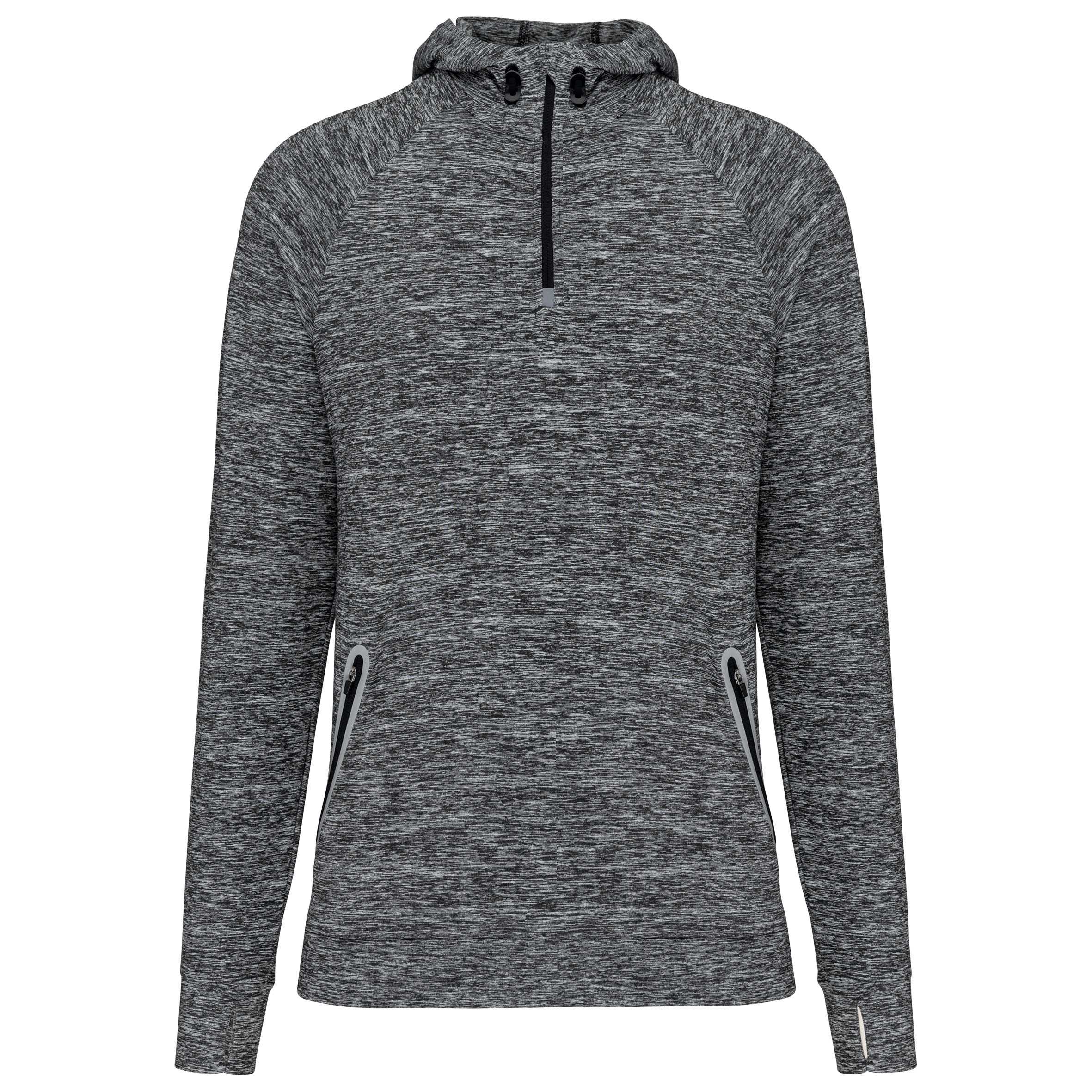 Sudadera deportiva capucha 1/4 cremallera unisex Sporty Grey Melange