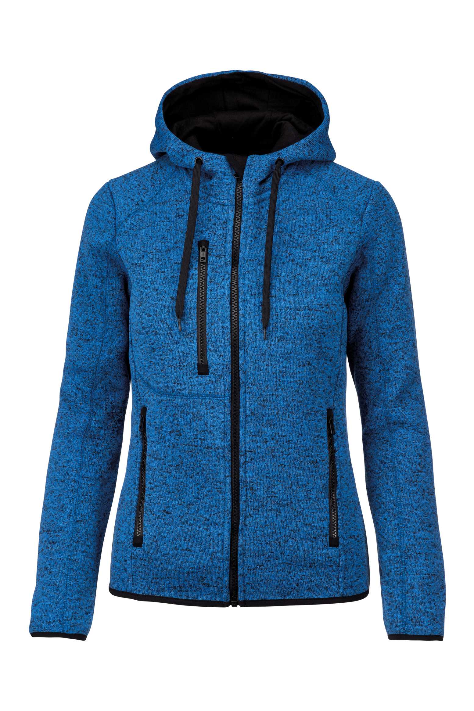 Chaqueta jaspeada con capucha mujer Light royal blue melange