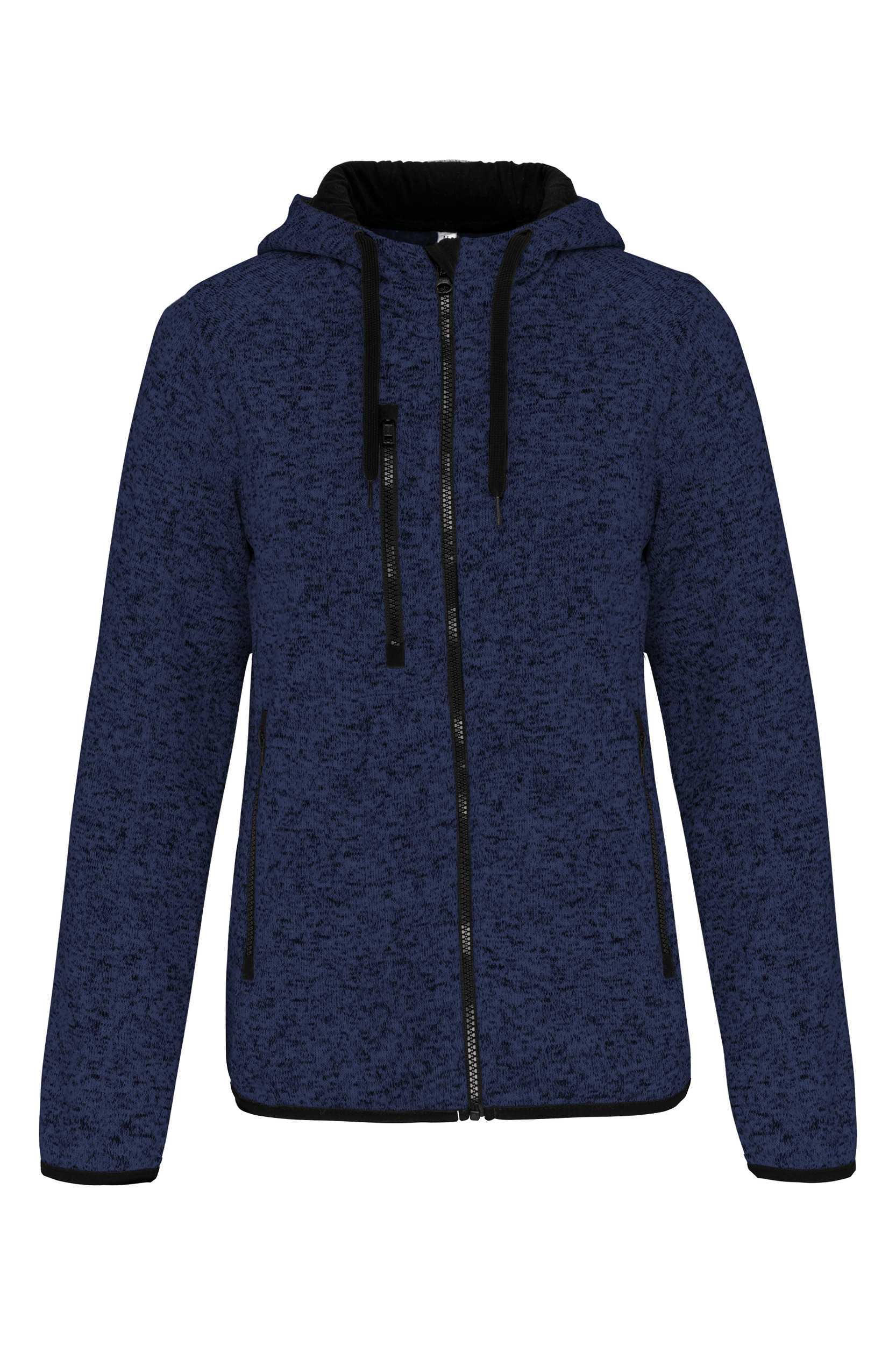 Chaqueta jaspeada con capucha mujer Navy Melange