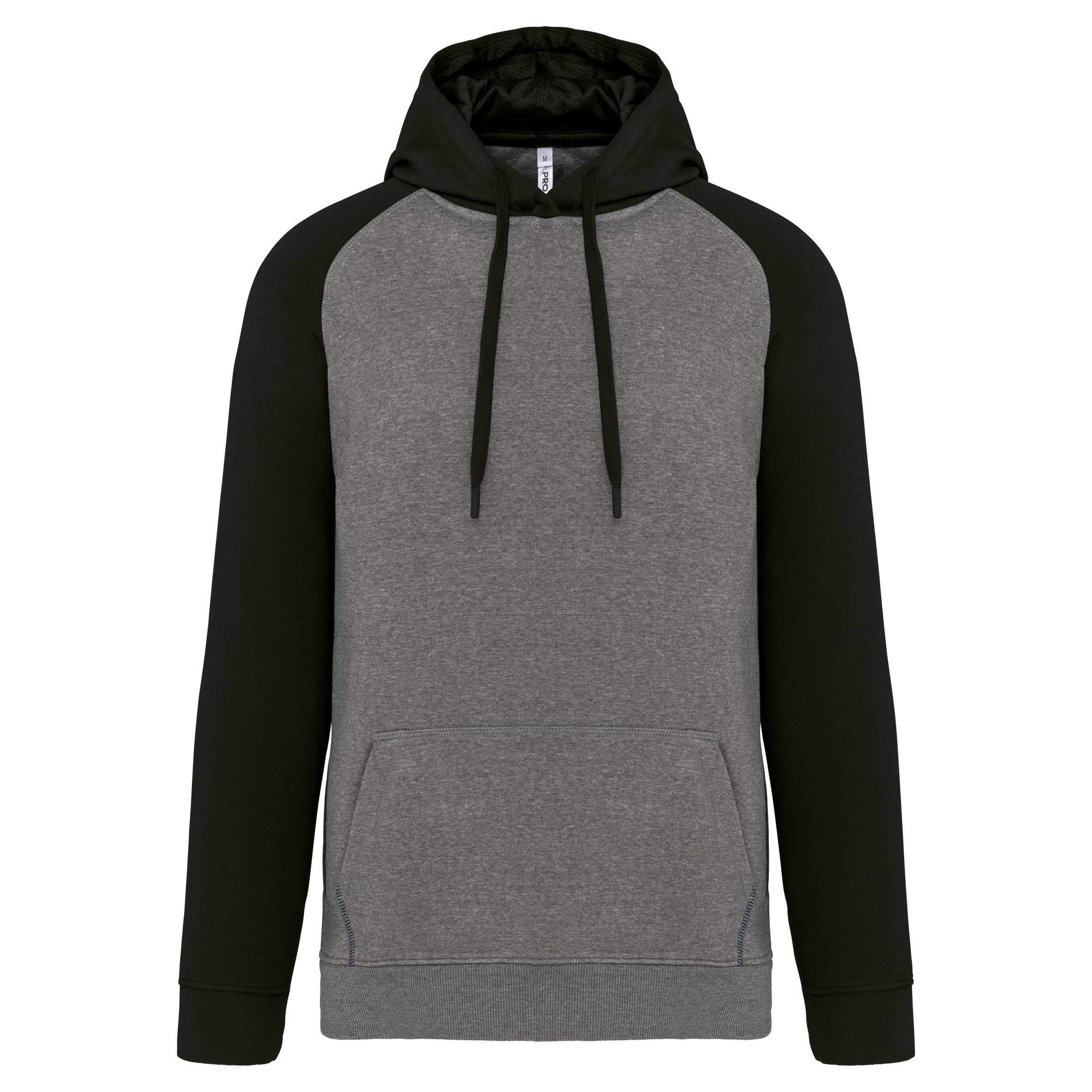 Sudadera bicolor con capucha adulto Grey Heather / Black