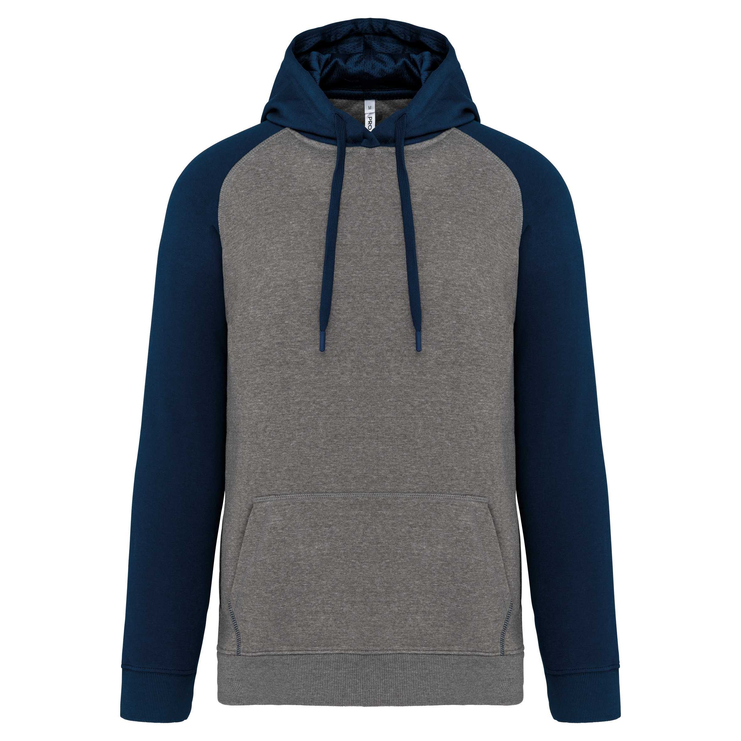 Sudadera bicolor con capucha adulto Grey Heather / Sporty Navy