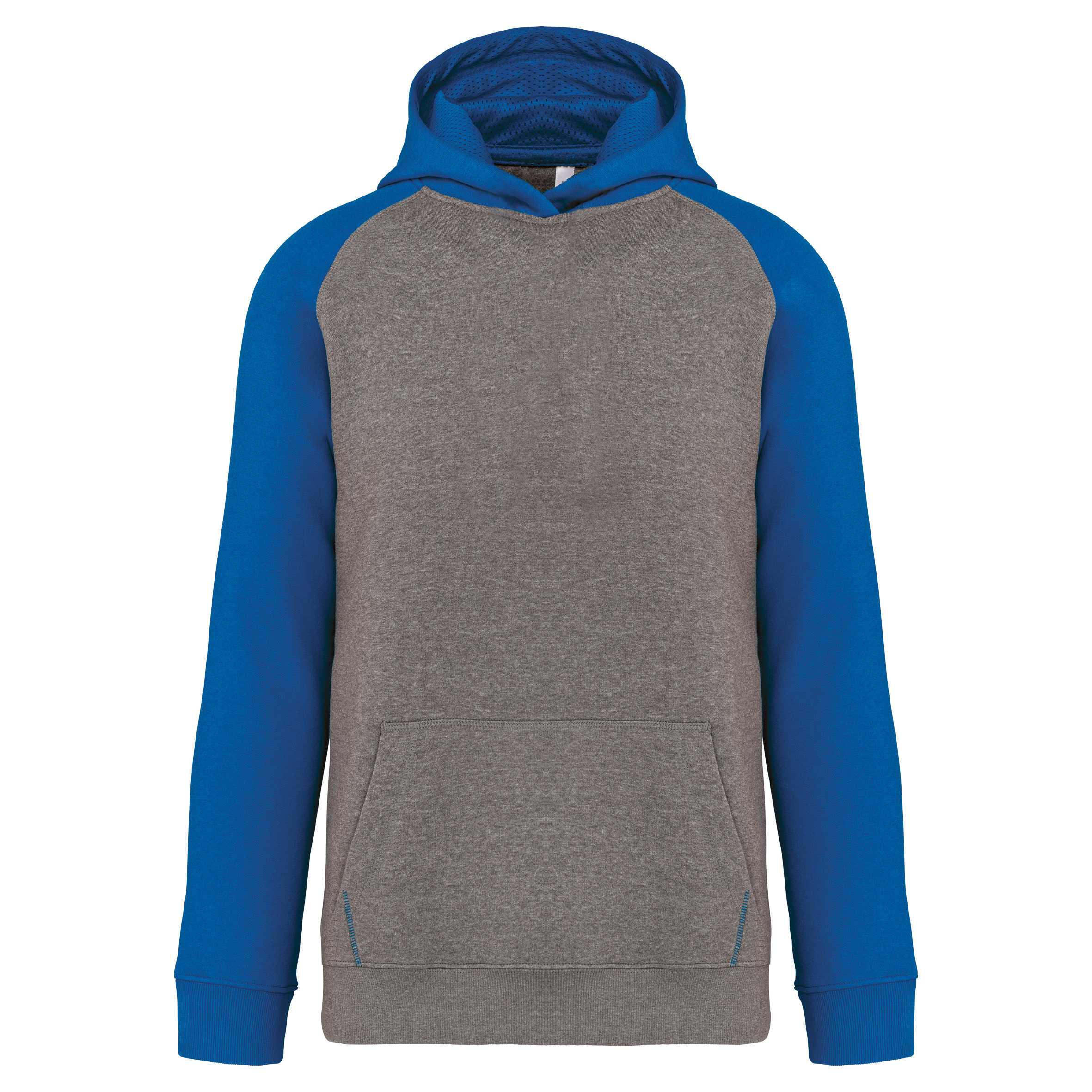 Sudadera bicolor con capucha para niños Grey heather/Sporty royal blue