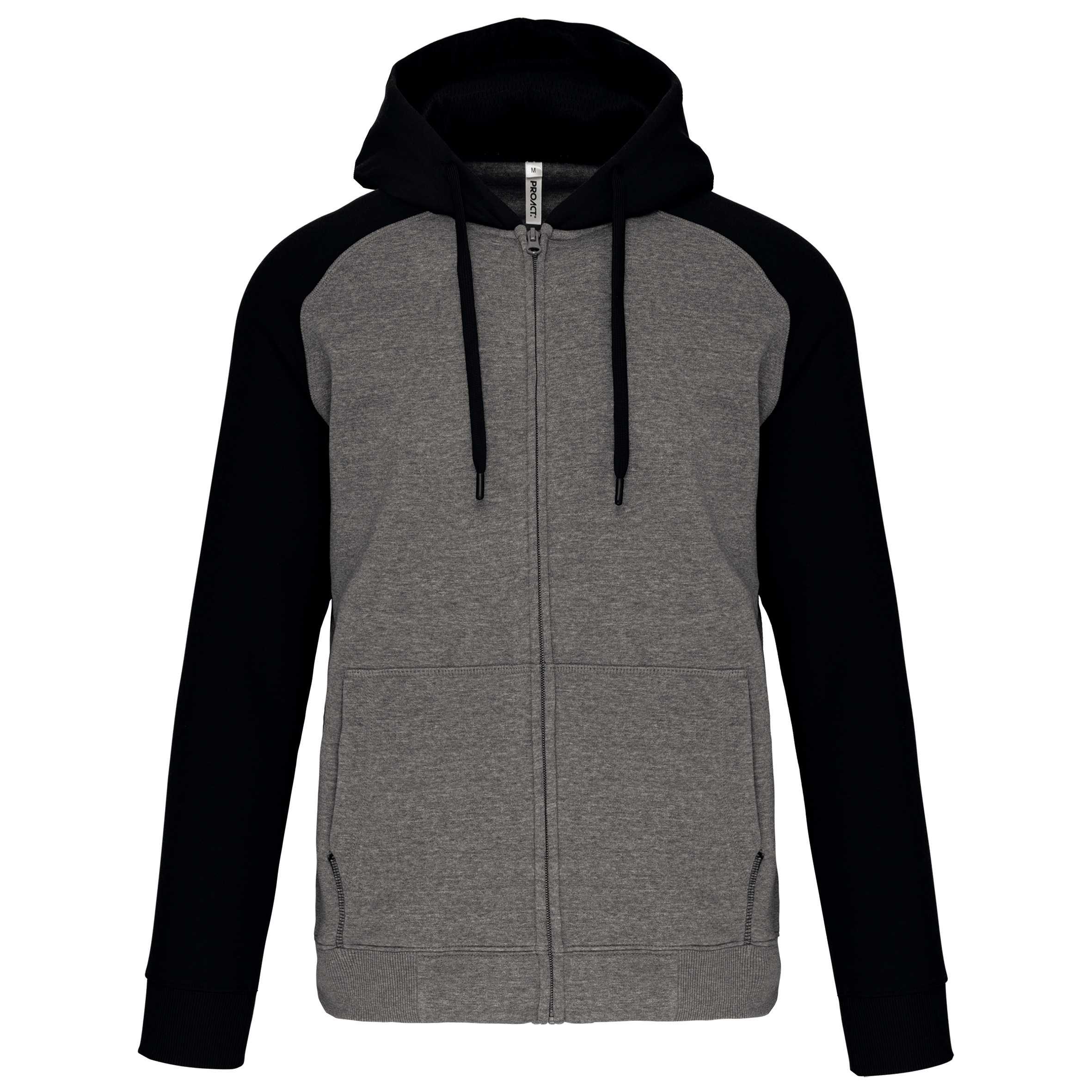 Chaqueta Bicolor con cremallera y capucha unisex Grey Heather / Black