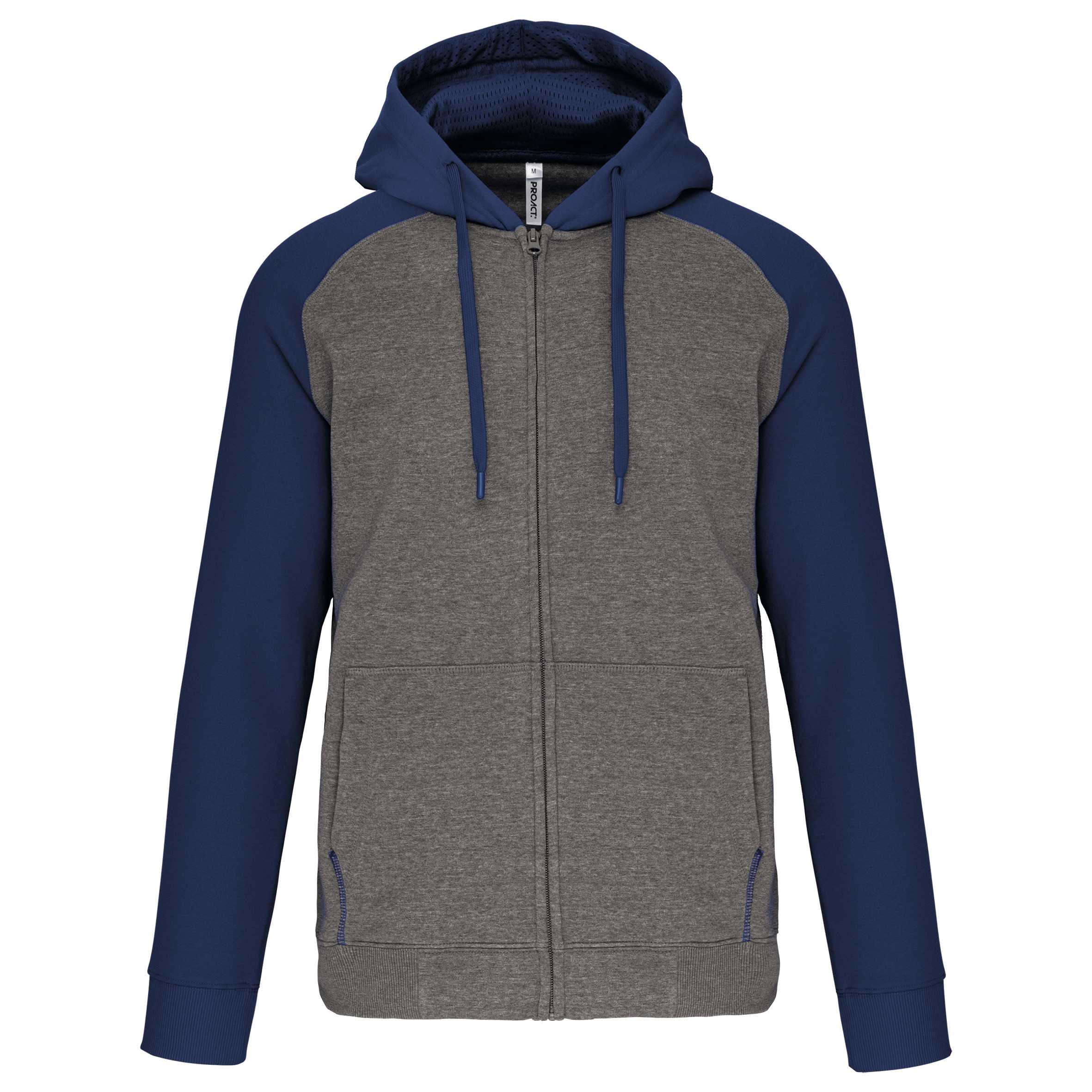 Chaqueta Bicolor con cremallera y capucha unisex Grey Heather / Sporty Navy