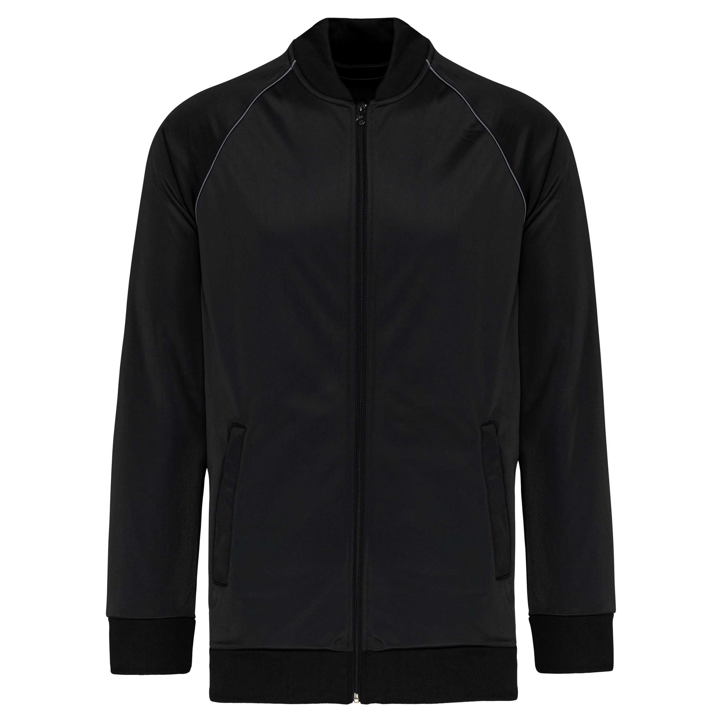 Chaqueta de deporte con cremallera y ribete - Unisex Black