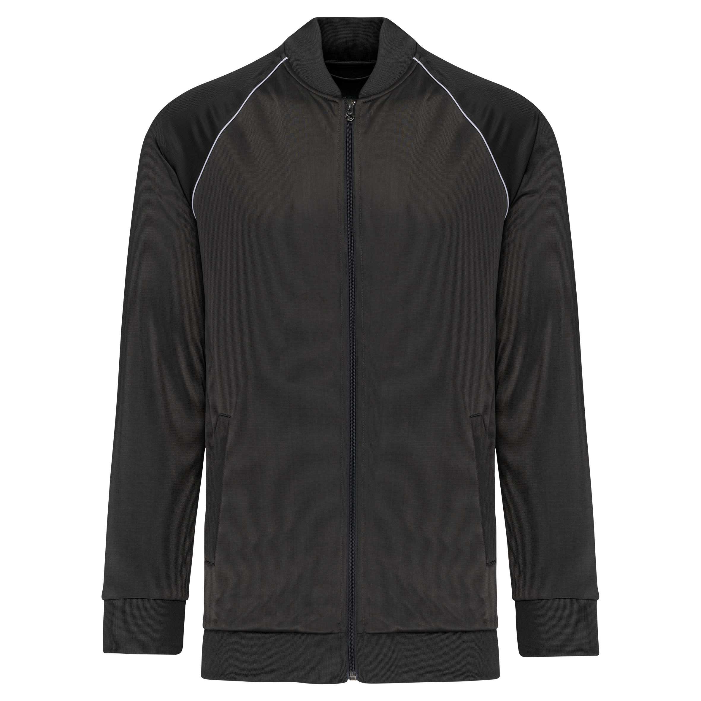 Chaqueta de deporte con cremallera y ribete - Unisex Dark Grey